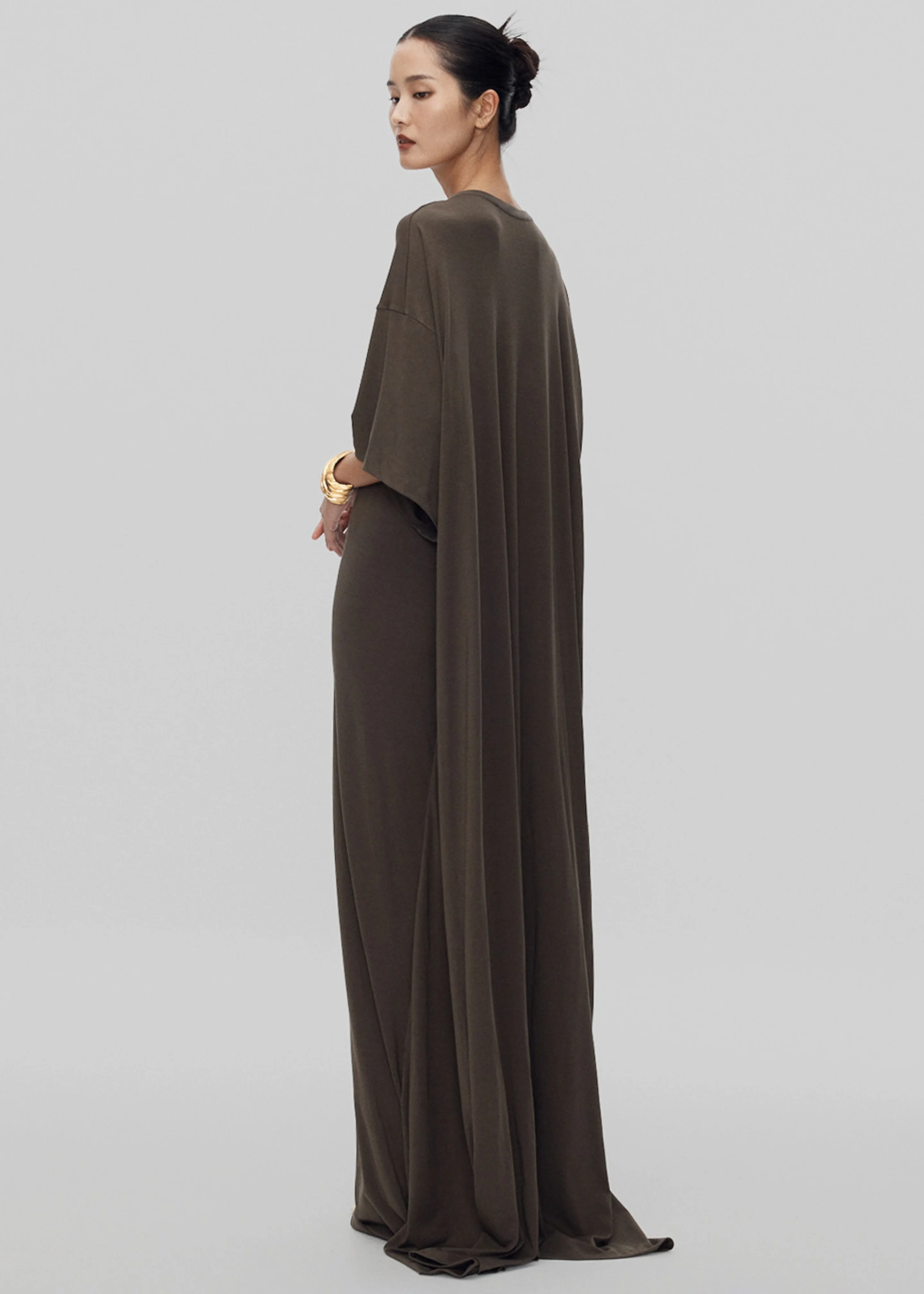 Sintra Jersey Draped Maxi Dress - Dark Olive - Image 11