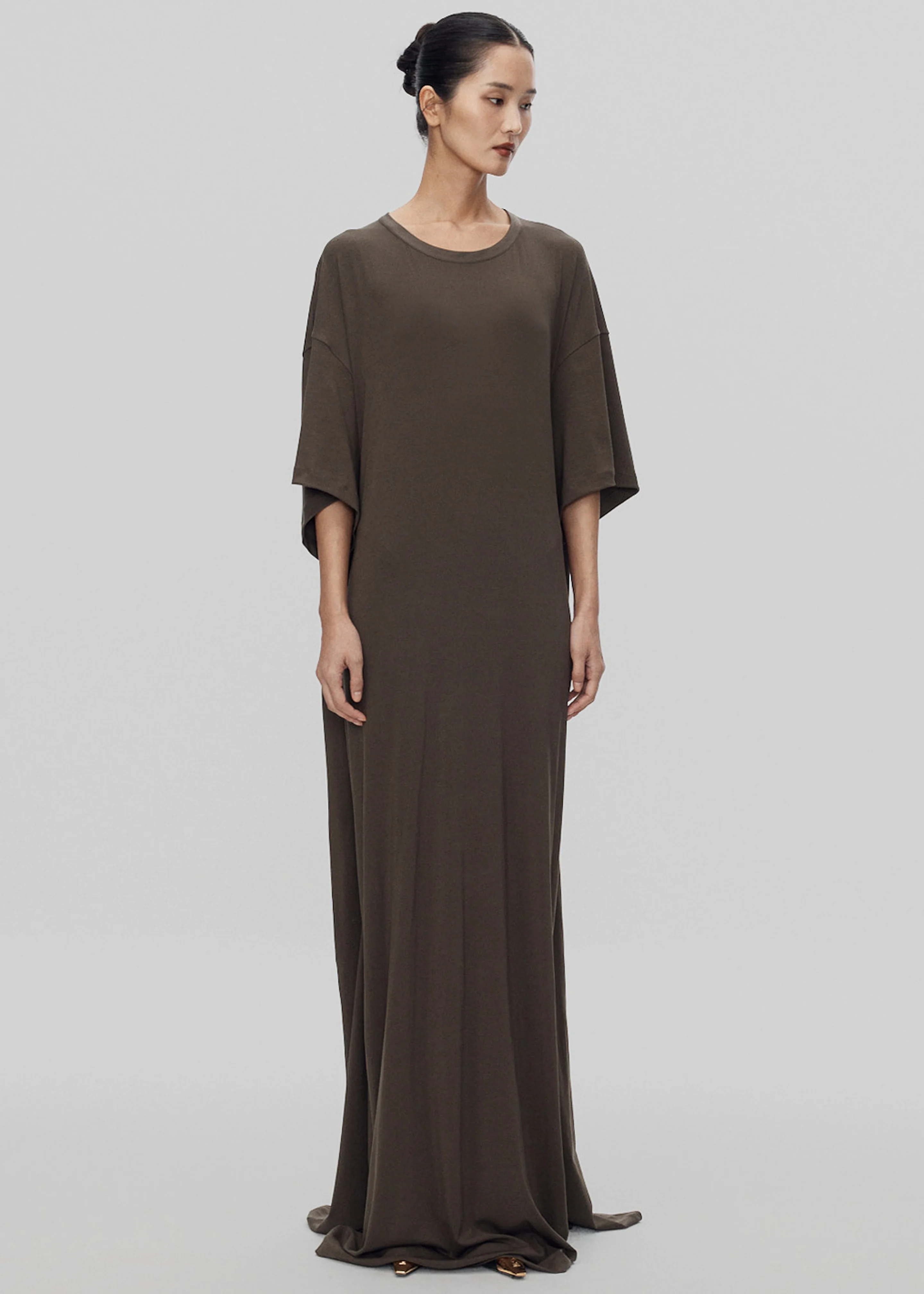 Sintra Jersey Draped Maxi Dress - Dark Olive - Image 9