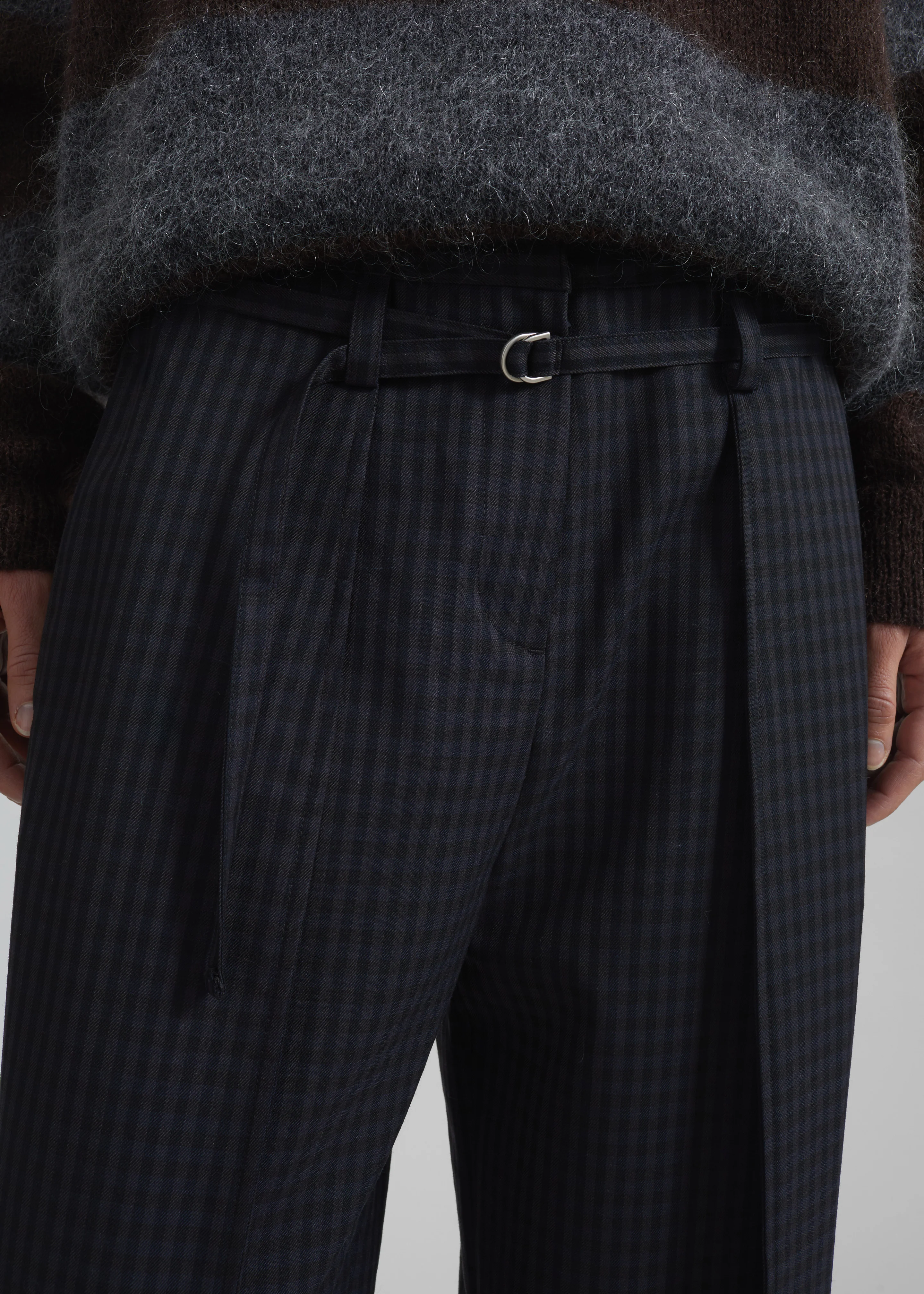 Sirsa Double Belt Loop Trousers - Black Plaid - Image 2