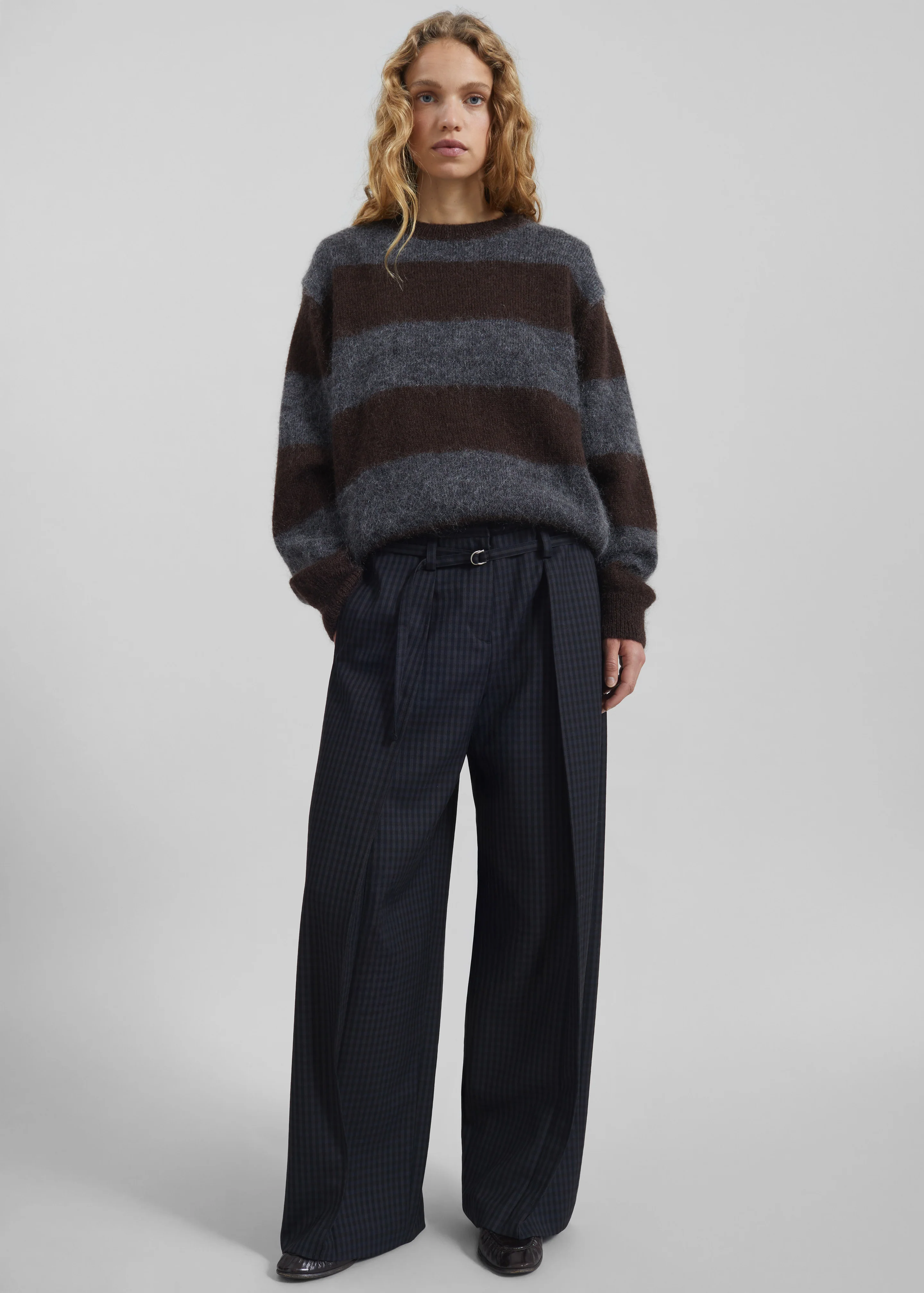 Sirsa Double Belt Loop Trousers - Black Plaid - Image 3