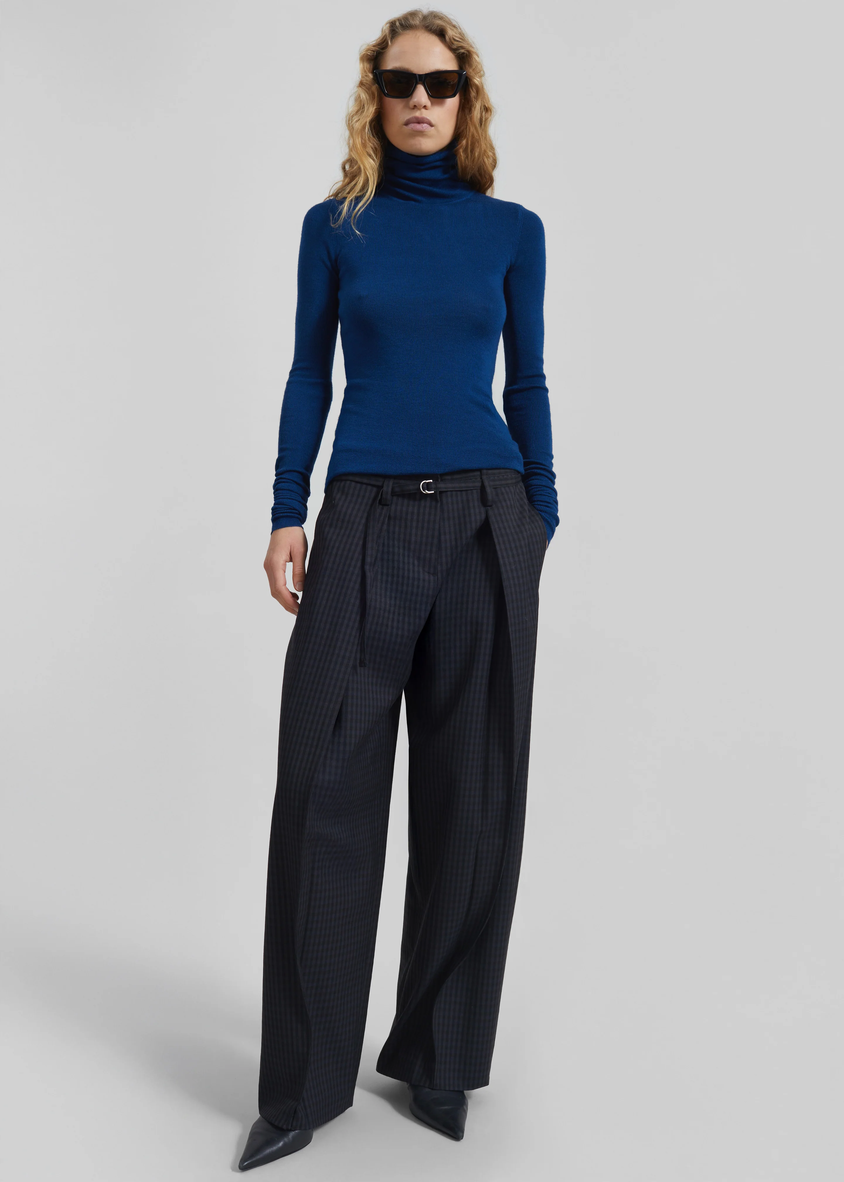 Sirsa Double Belt Loop Trousers - Black Plaid - Image 5