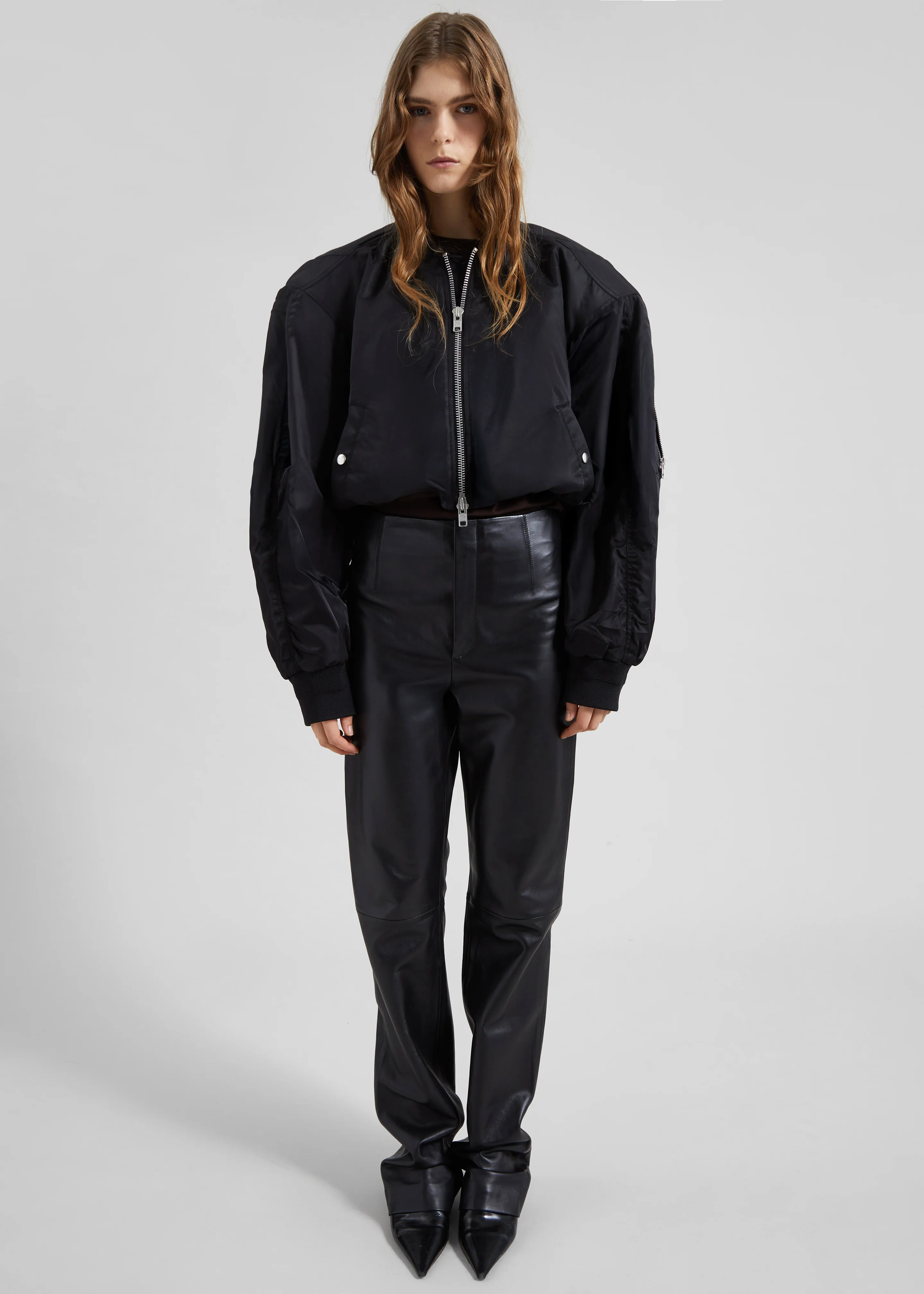 Skagen Cropped Trapeze Bomber Jacket - Black - Image 2