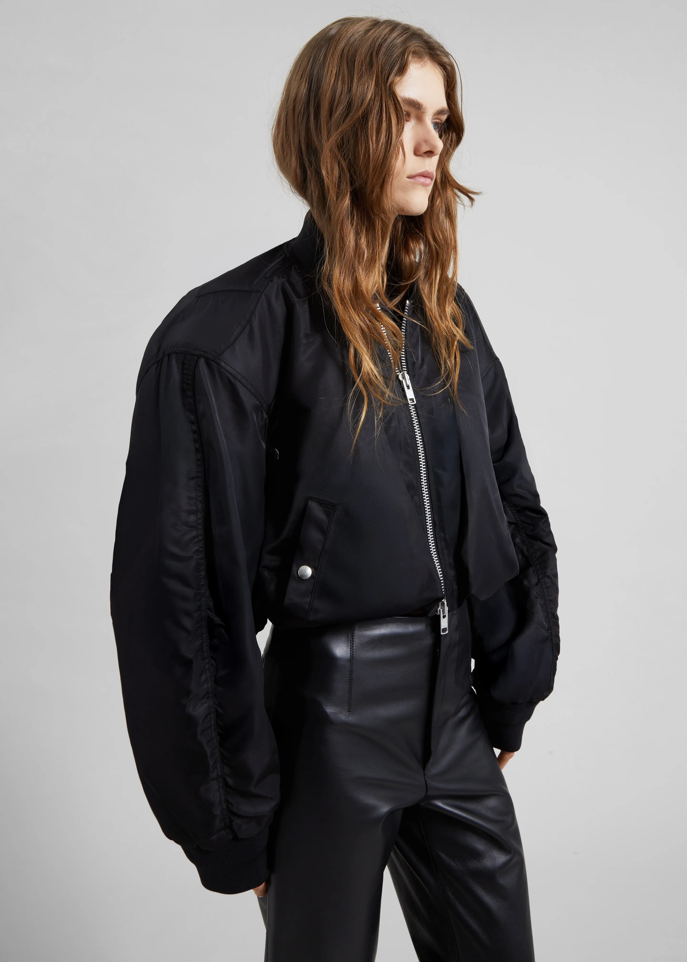 Skagen Cropped Trapeze Bomber Jacket - Black - Image 3
