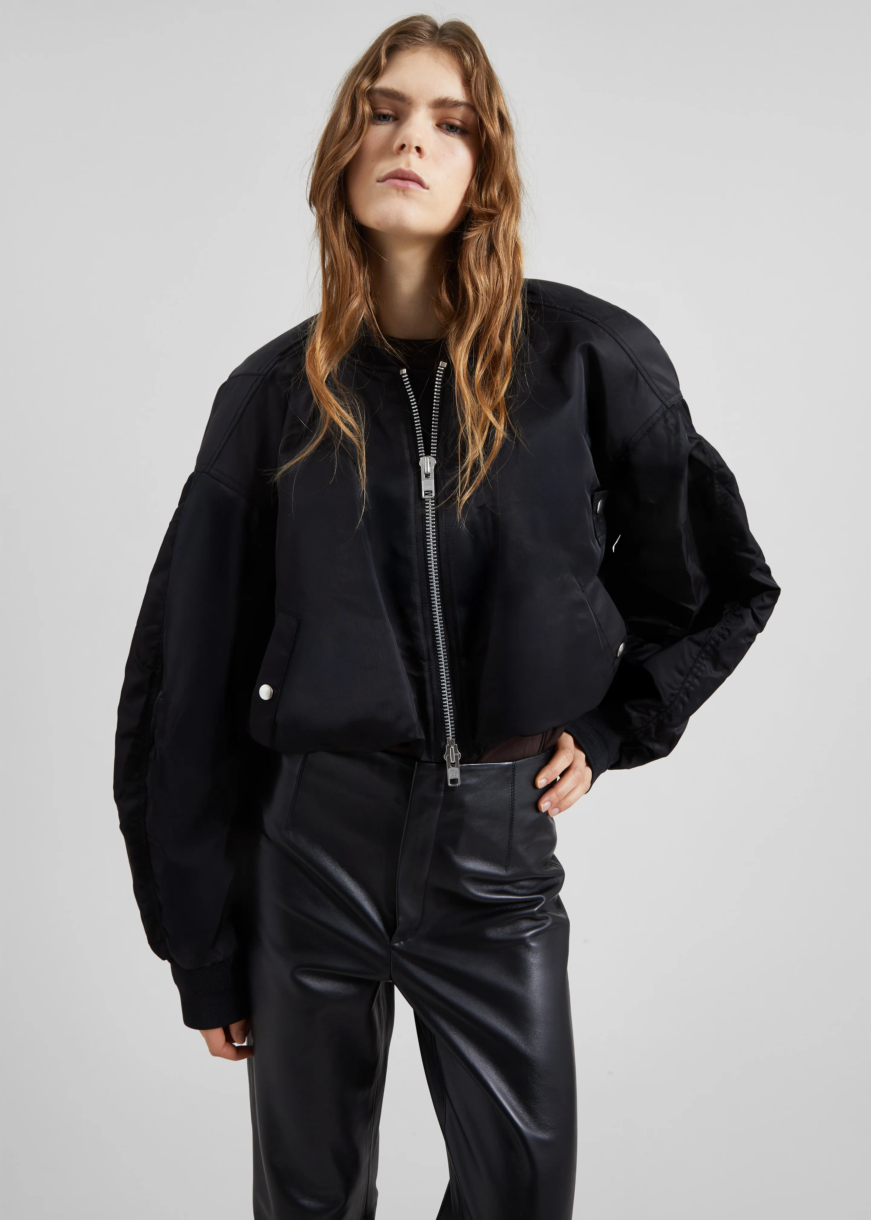 Skagen Cropped Trapeze Bomber Jacket - Black - Image 5