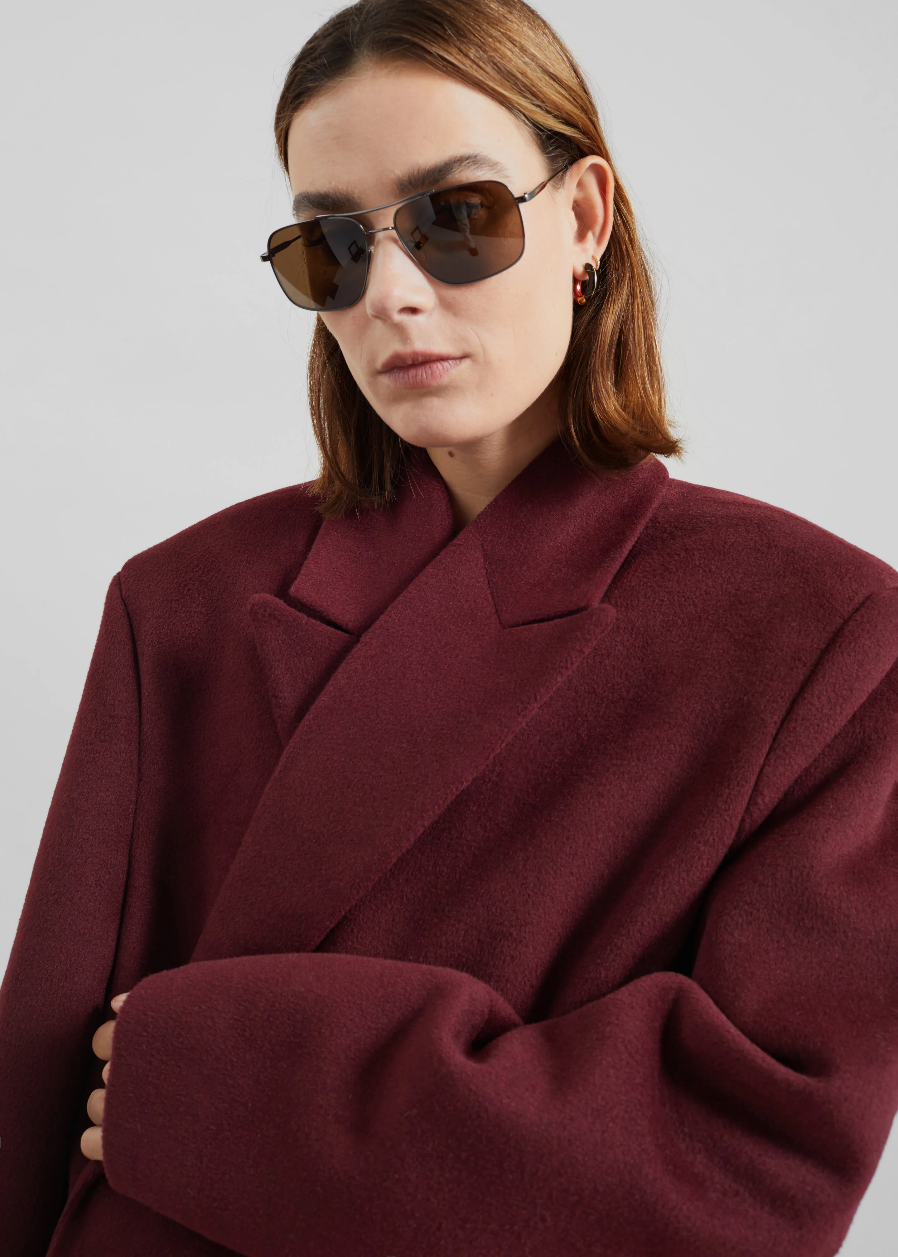 Skaila Double-Breasted Coat - Burgundy - Image 4