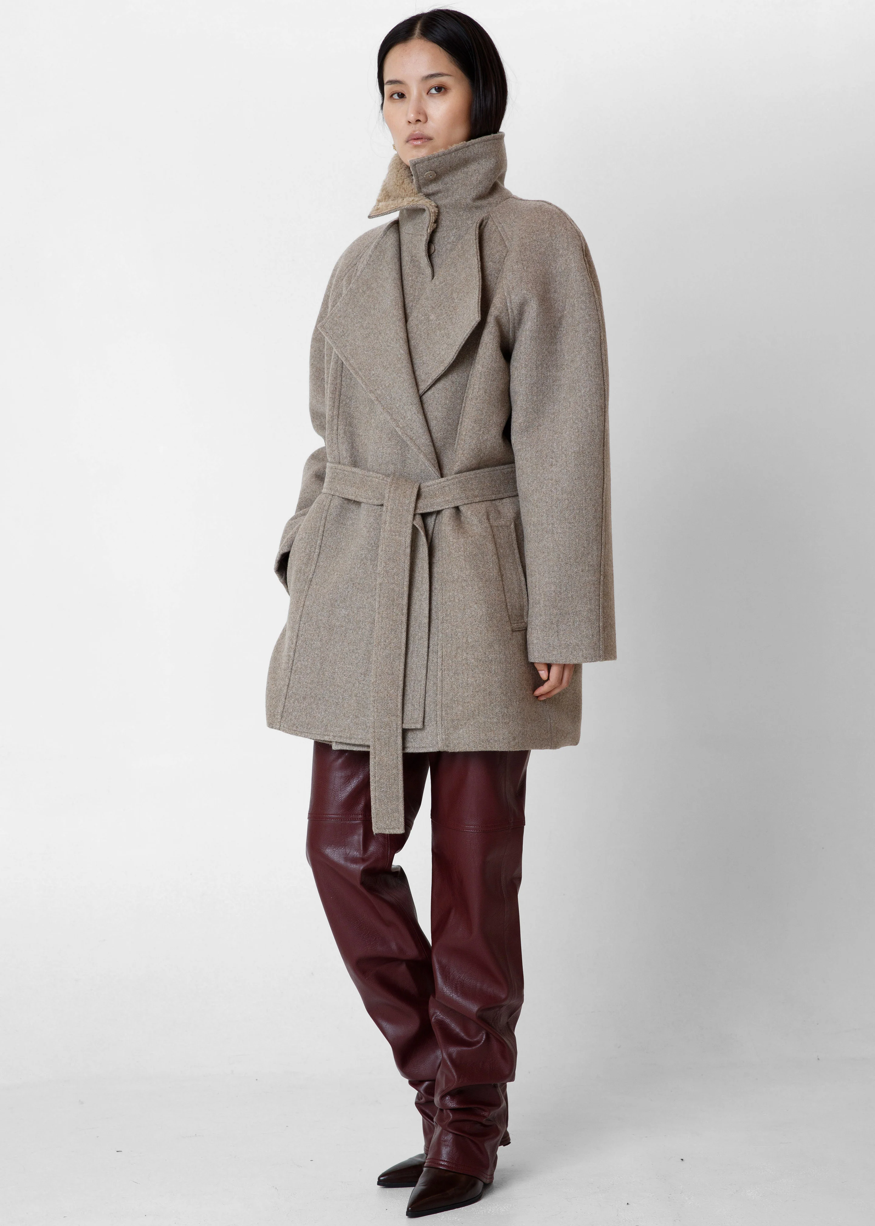 Skive Padded Short Coat - Beige Melange - Image 4