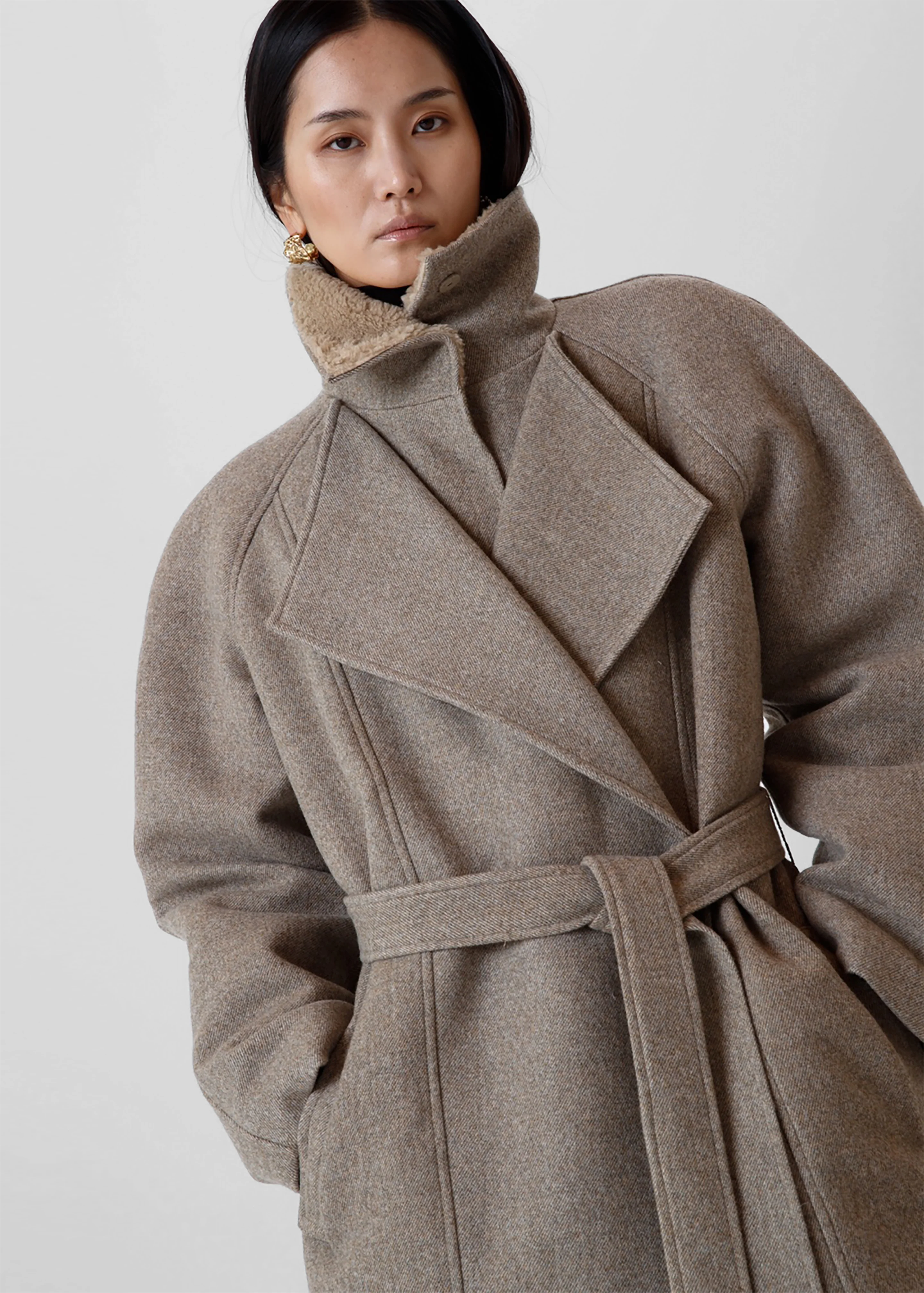 Skive Padded Short Coat - Beige Melange - Image 8