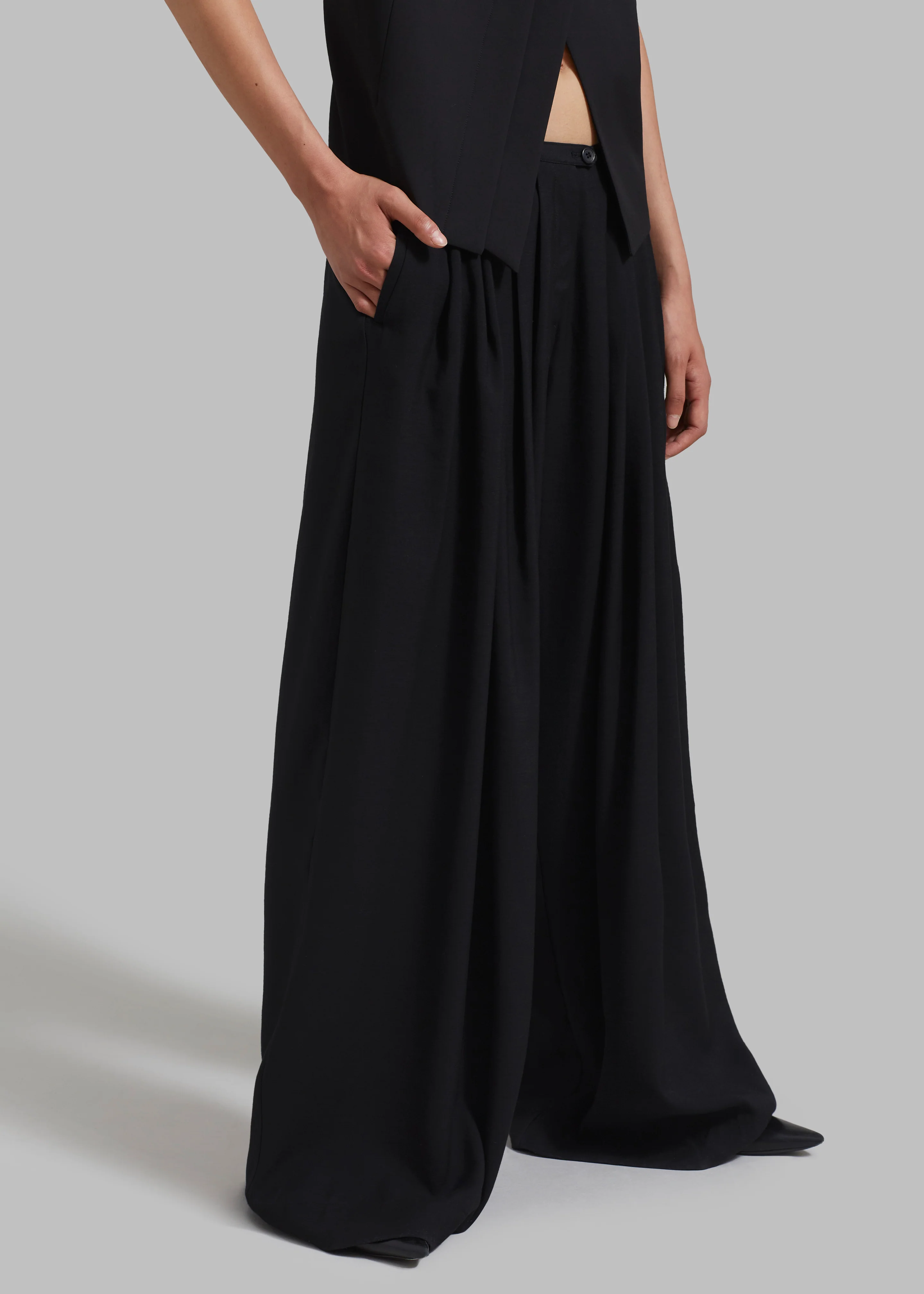 Sloane Wide Leg Trousers - Black - Image 8