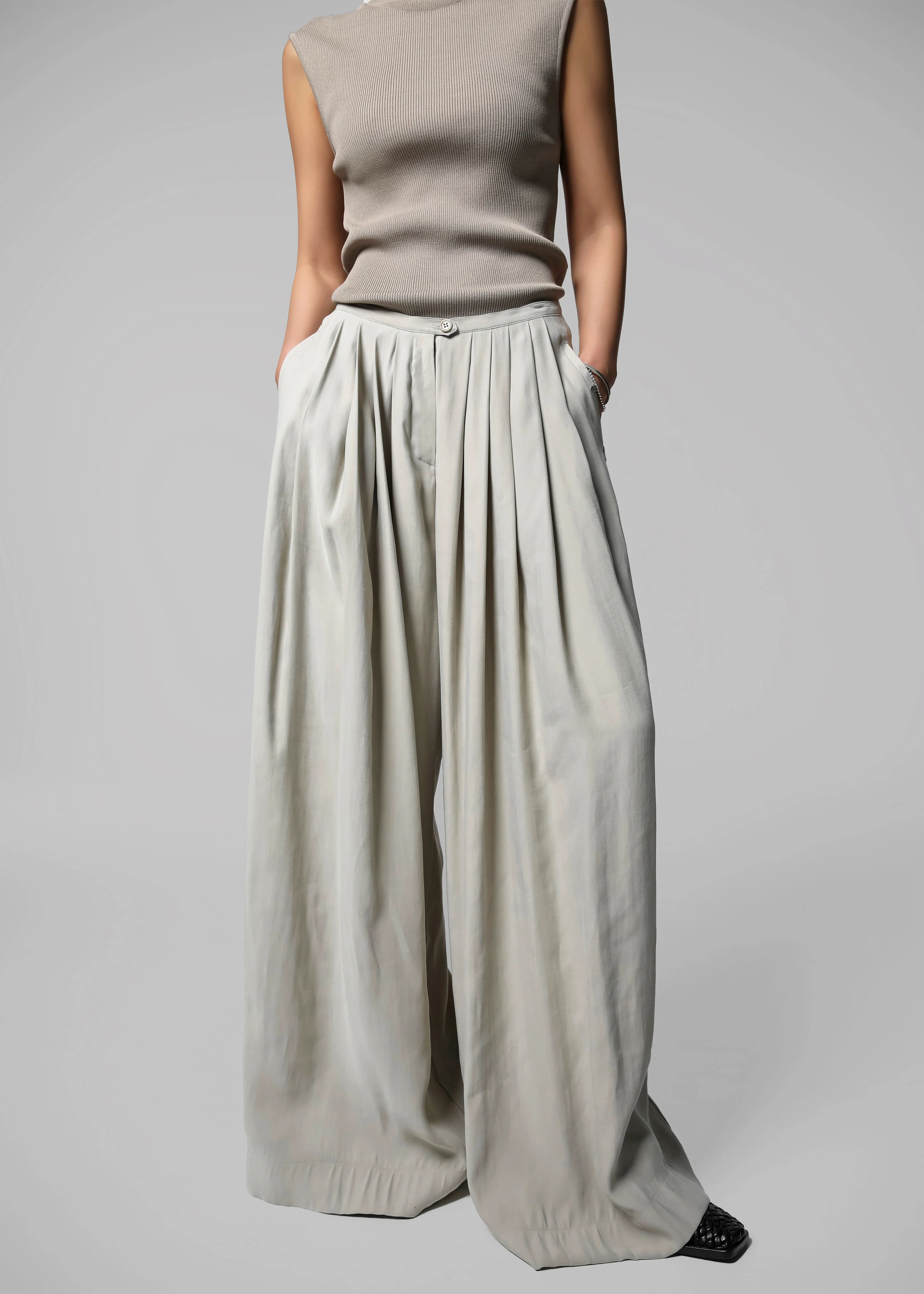 Sloane Wide Leg Trousers - Grey - Image 2