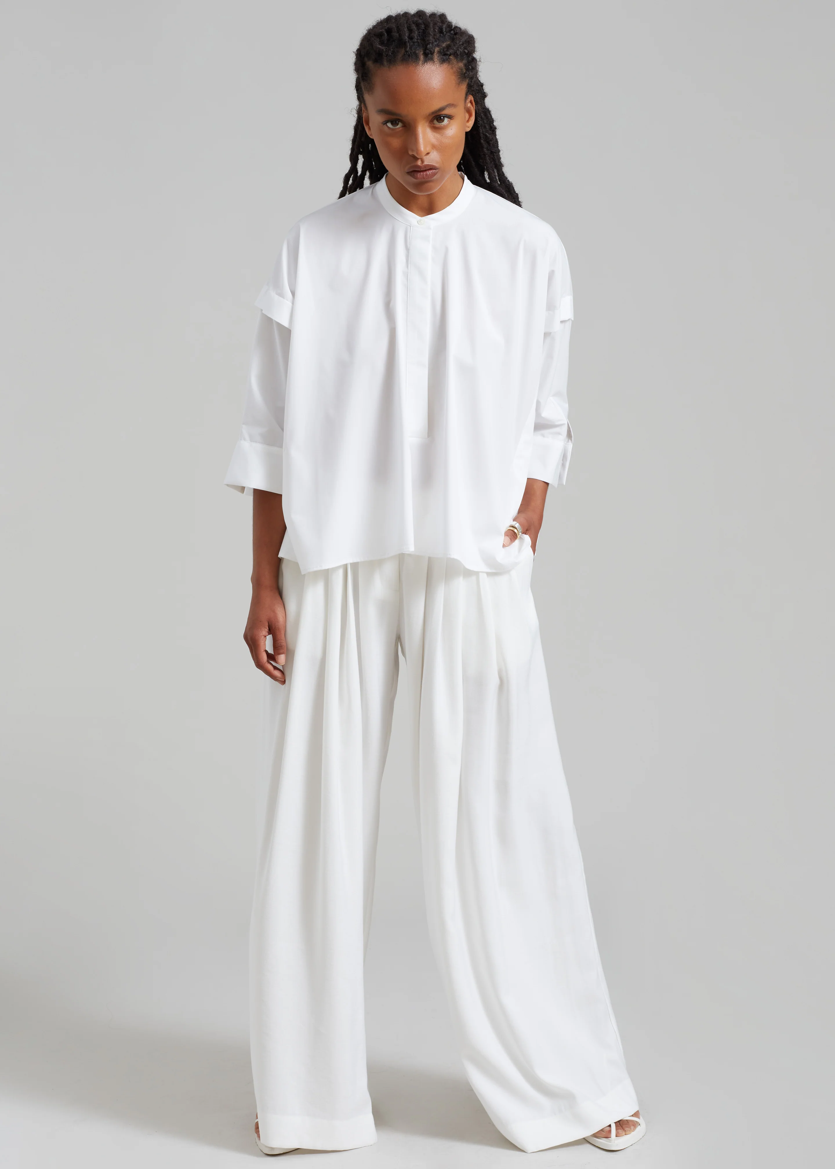 Sloane Wide Leg Trousers - White - Image 8