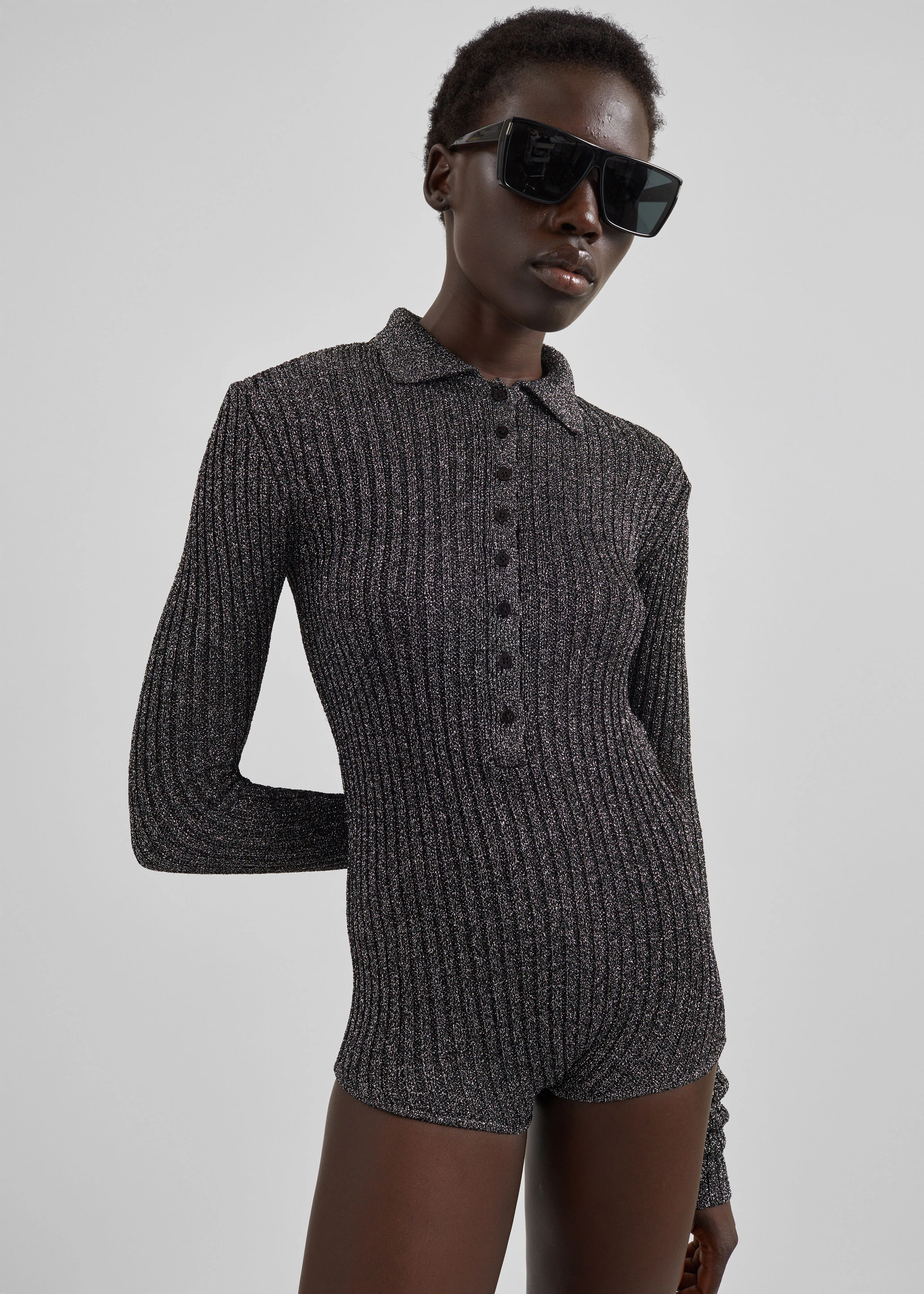 Solana Polo Bodysuit - Black Metallic - Image 3