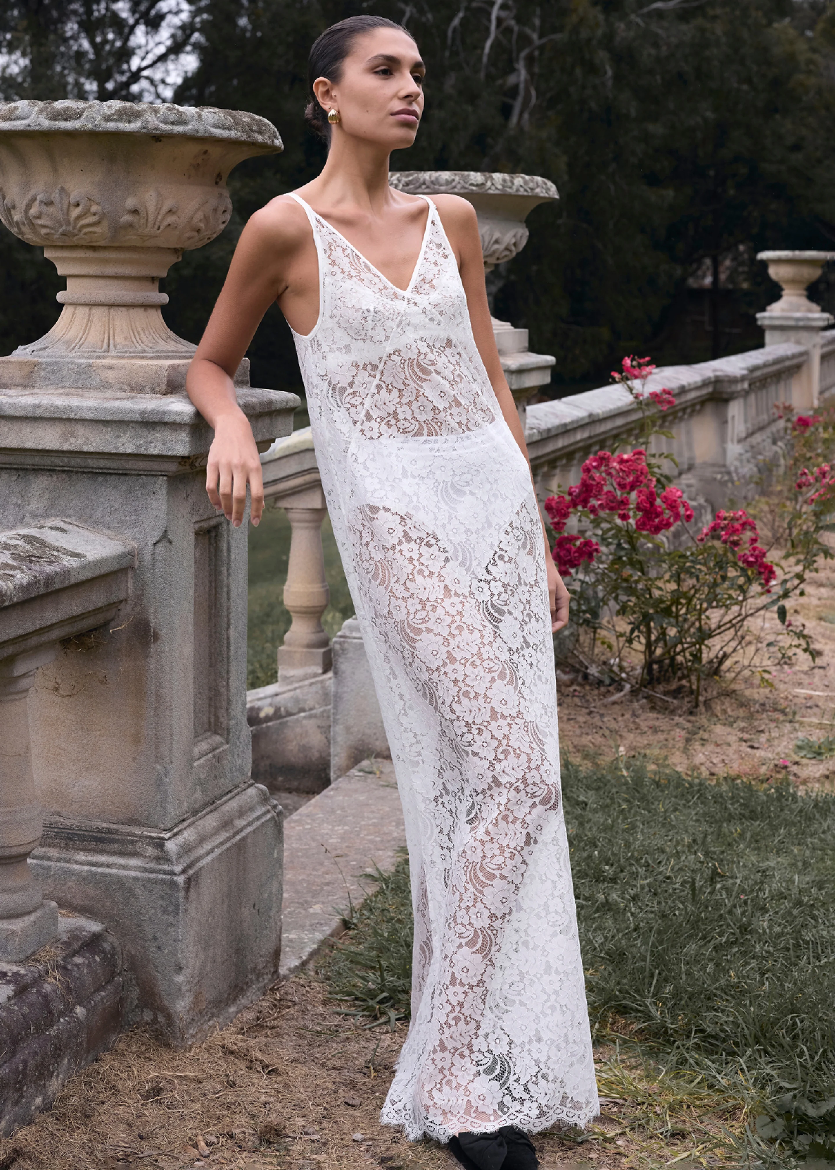 Solaqua Georgette Lace Dress - White - Image 2