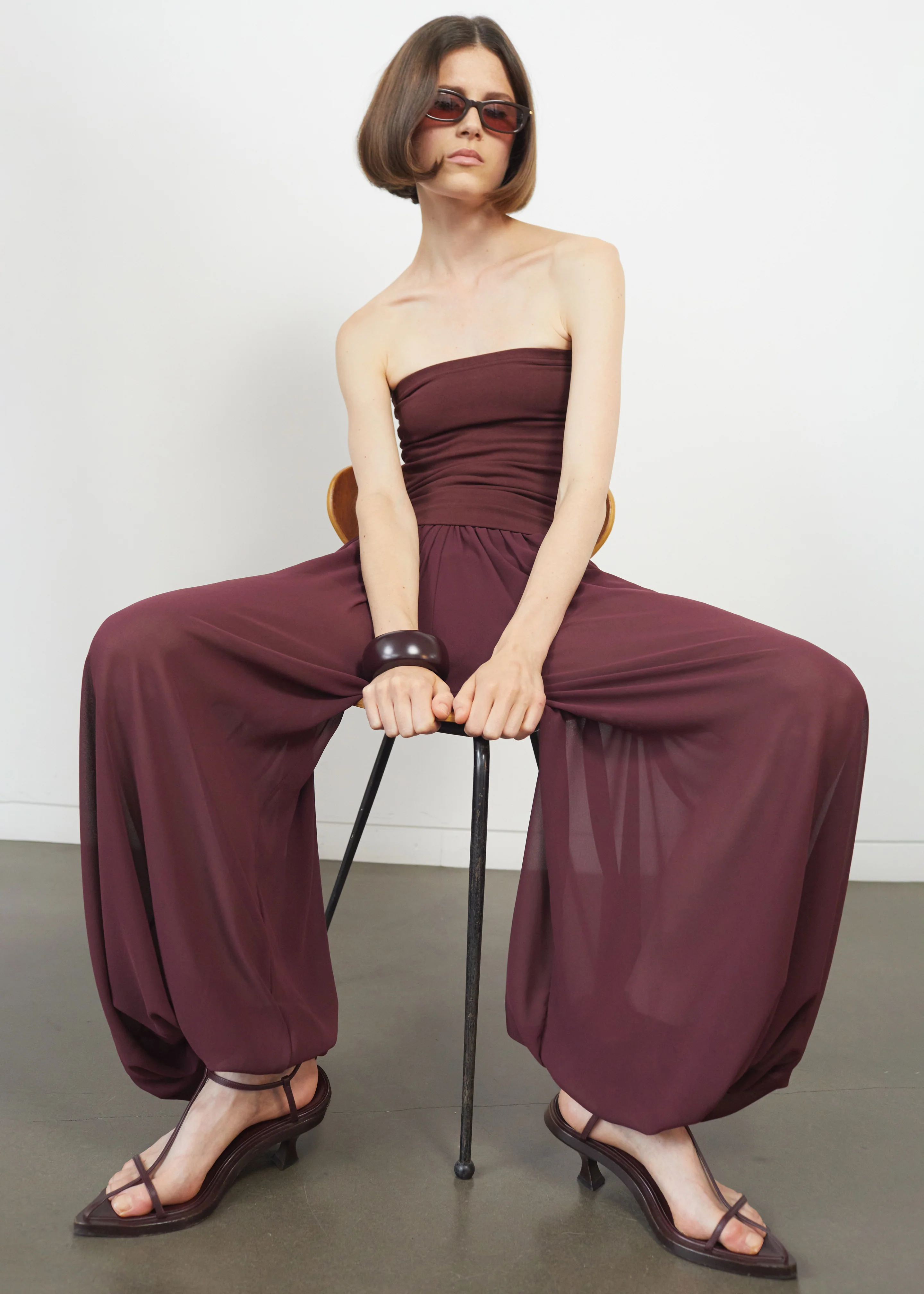 Solrae Fluid Balloon Pants - Burgundy - Image 7