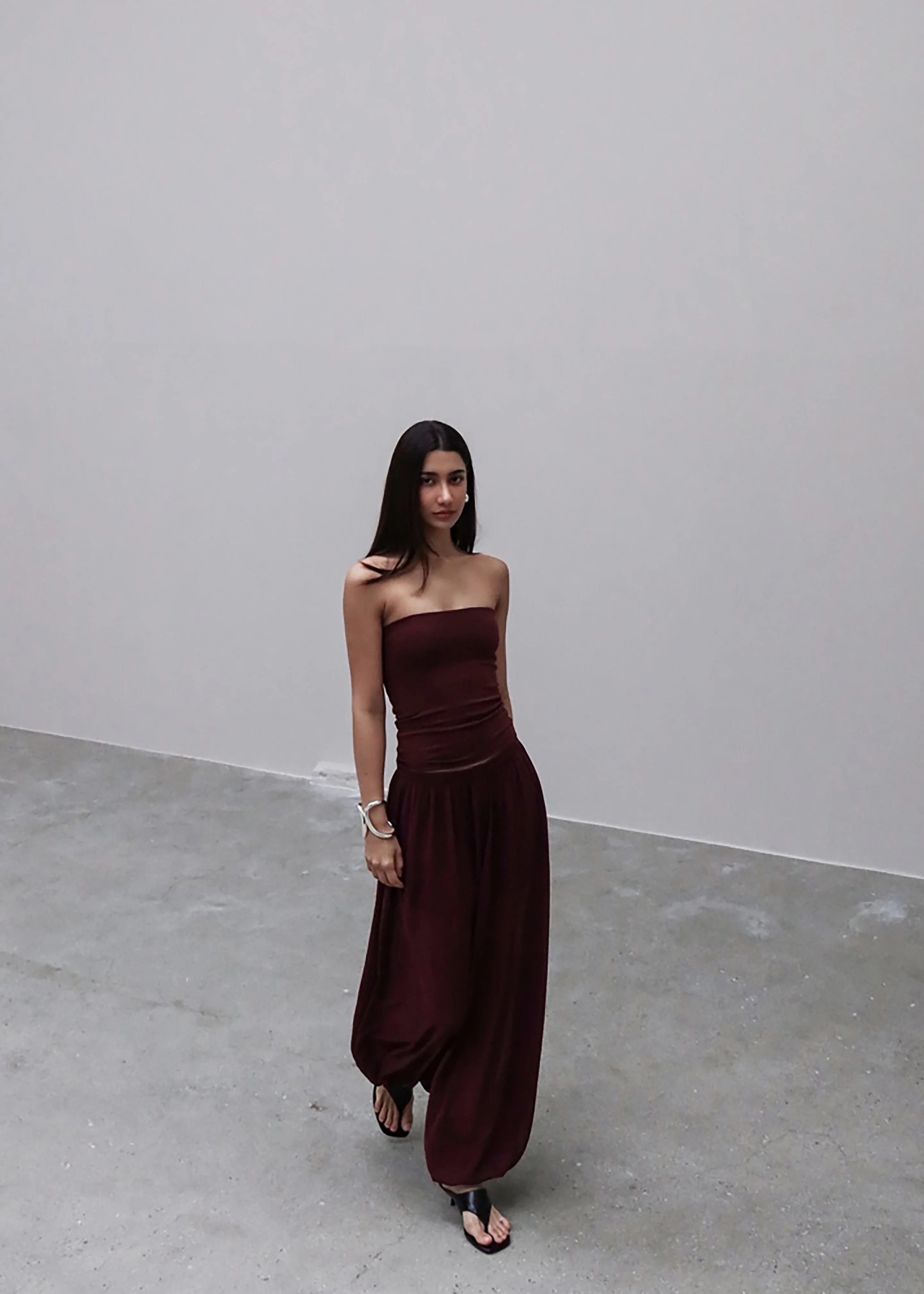 Solrae Fluid Balloon Pants - Burgundy - Image 8