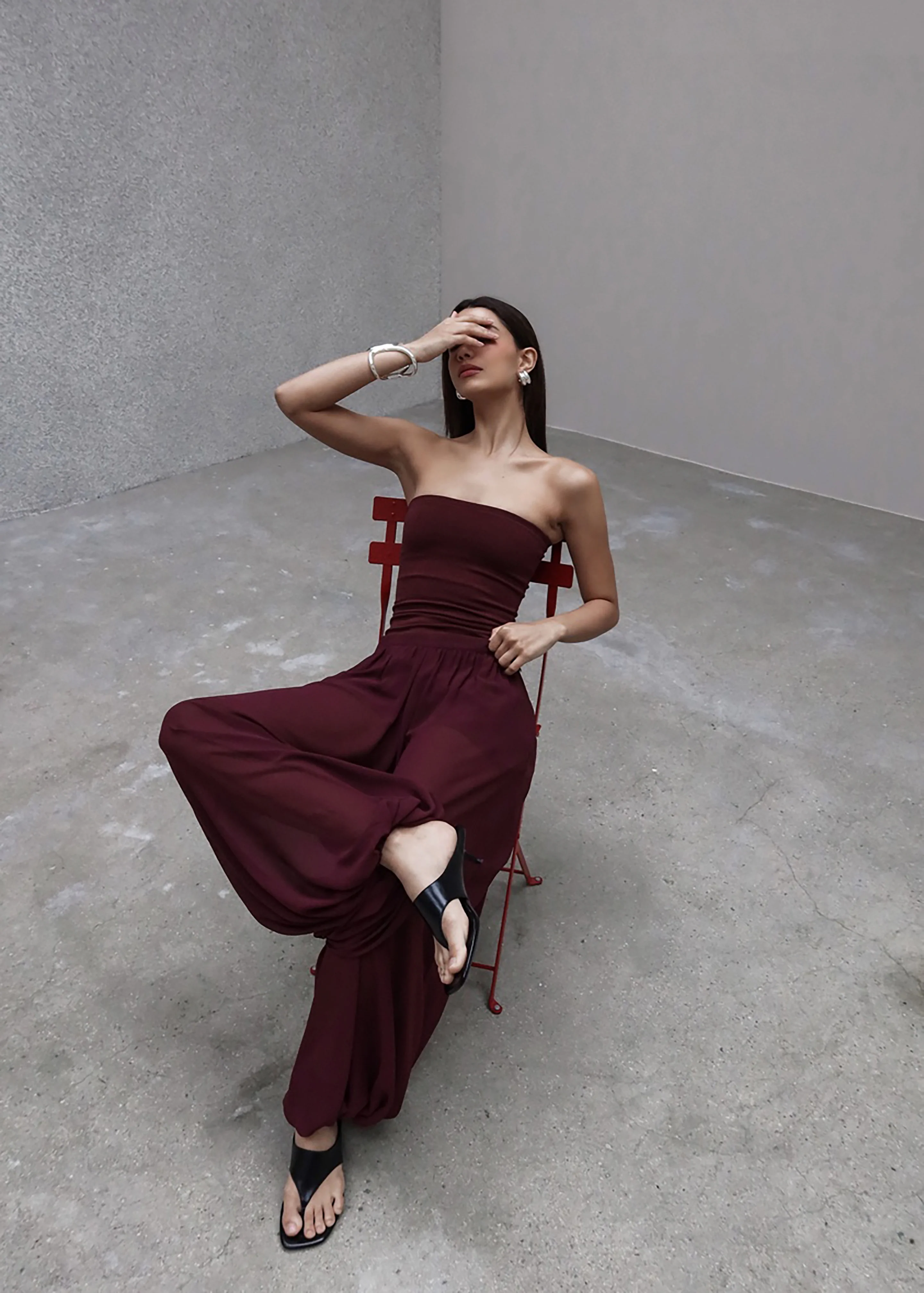 Solrae Tube Top - Burgundy - Image 6