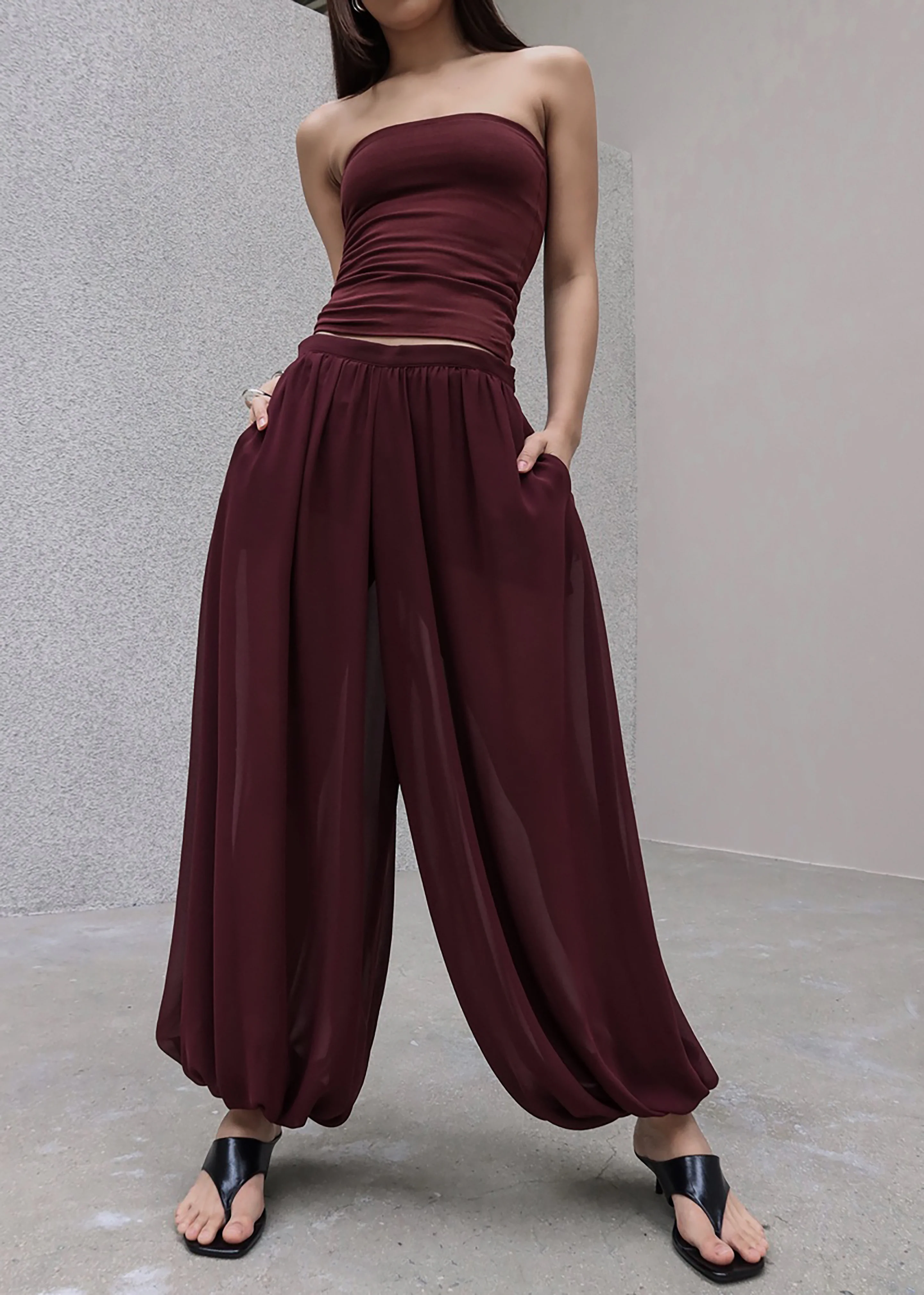 Solrae Tube Top - Burgundy - Image 9