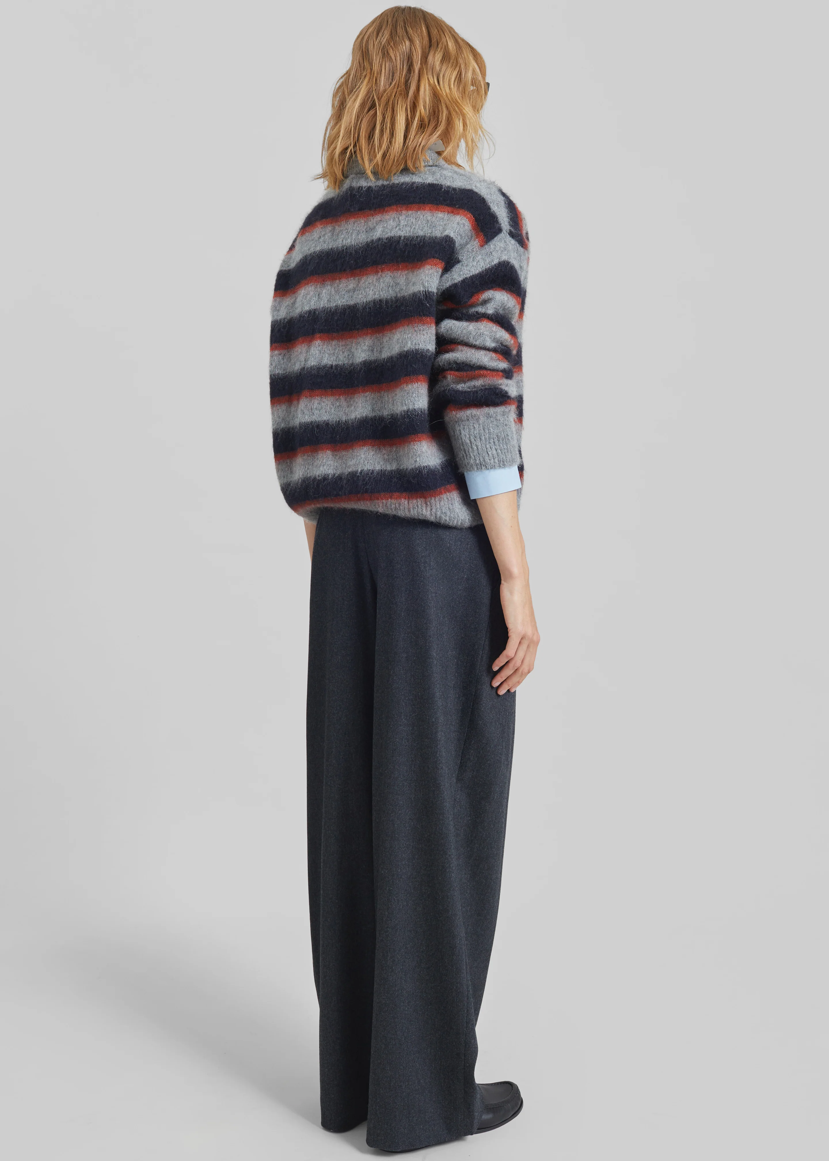 Sorlia Mohair Polo Sweater - Grey Multi Stripe - Image 6