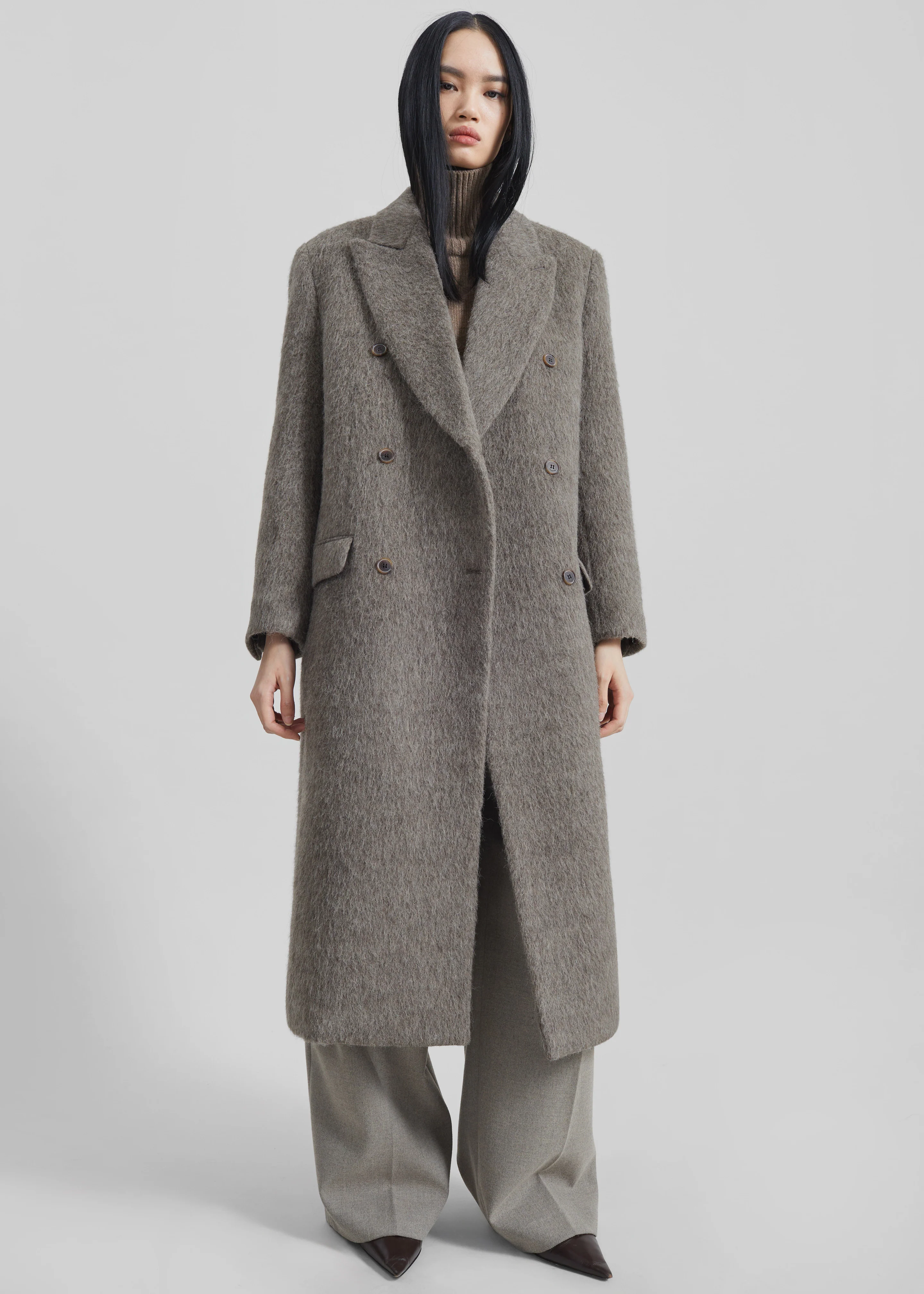 Sormark Brushed Wool Coat - Taupe - Image 7