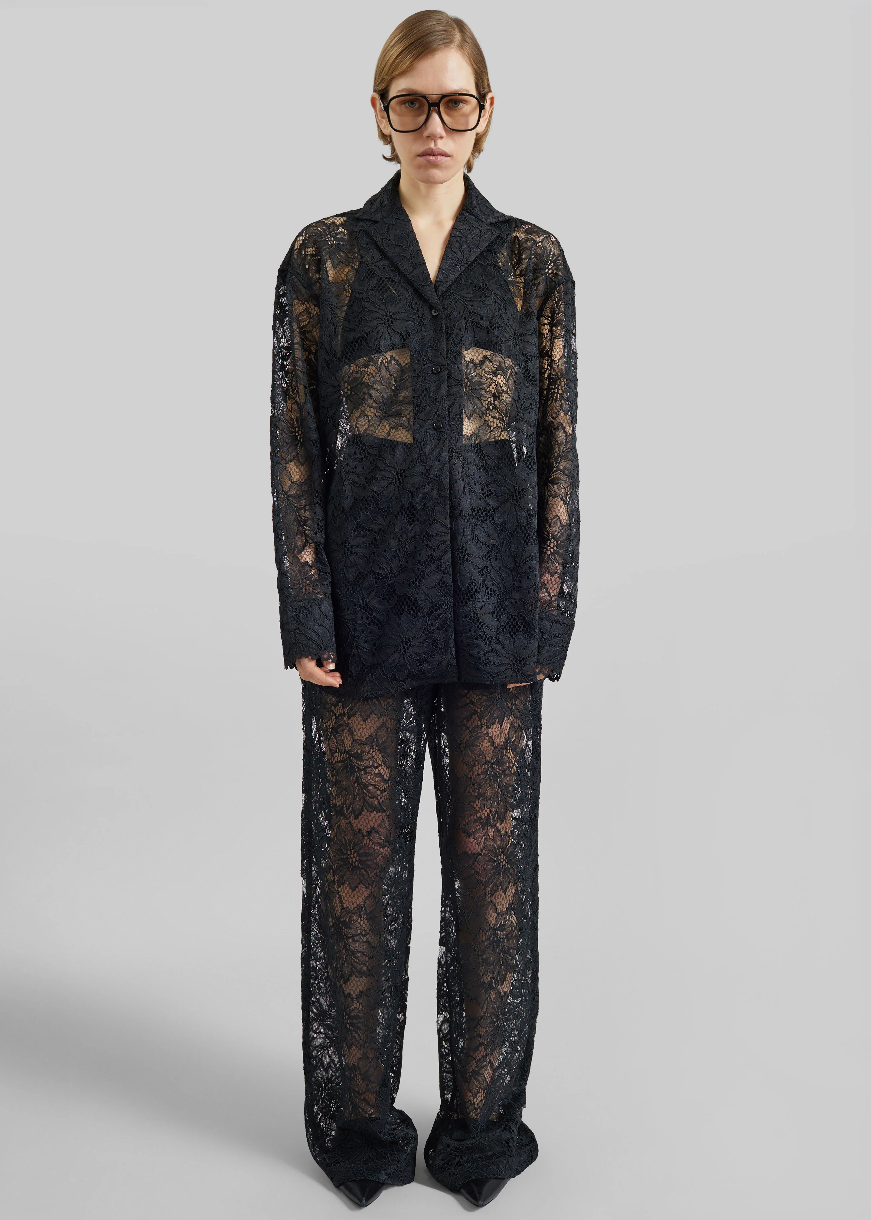 Sportmax Cachi Floral Lace Shirt - Black - Image 3