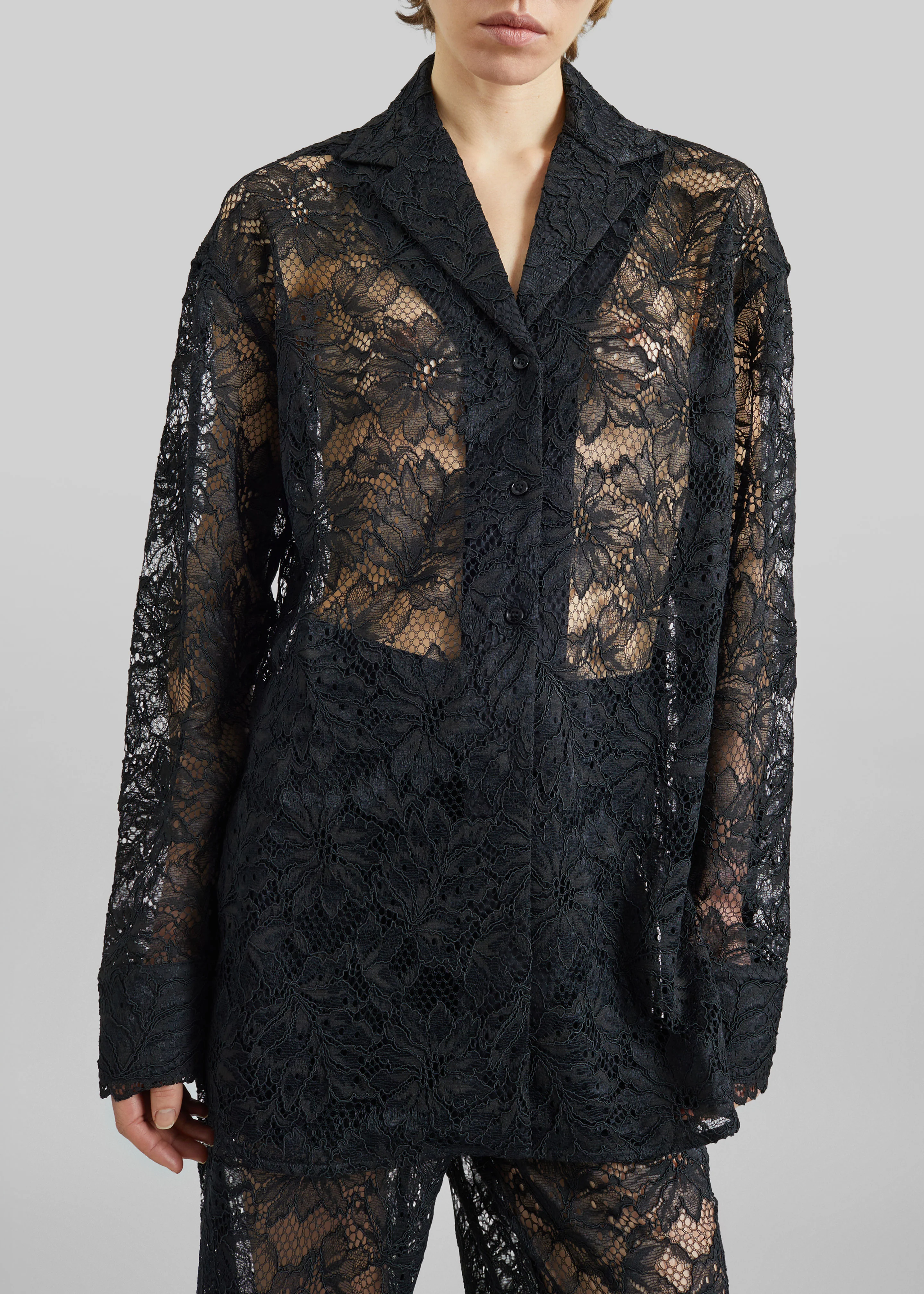Sportmax Cachi Floral Lace Shirt - Black - Image 4