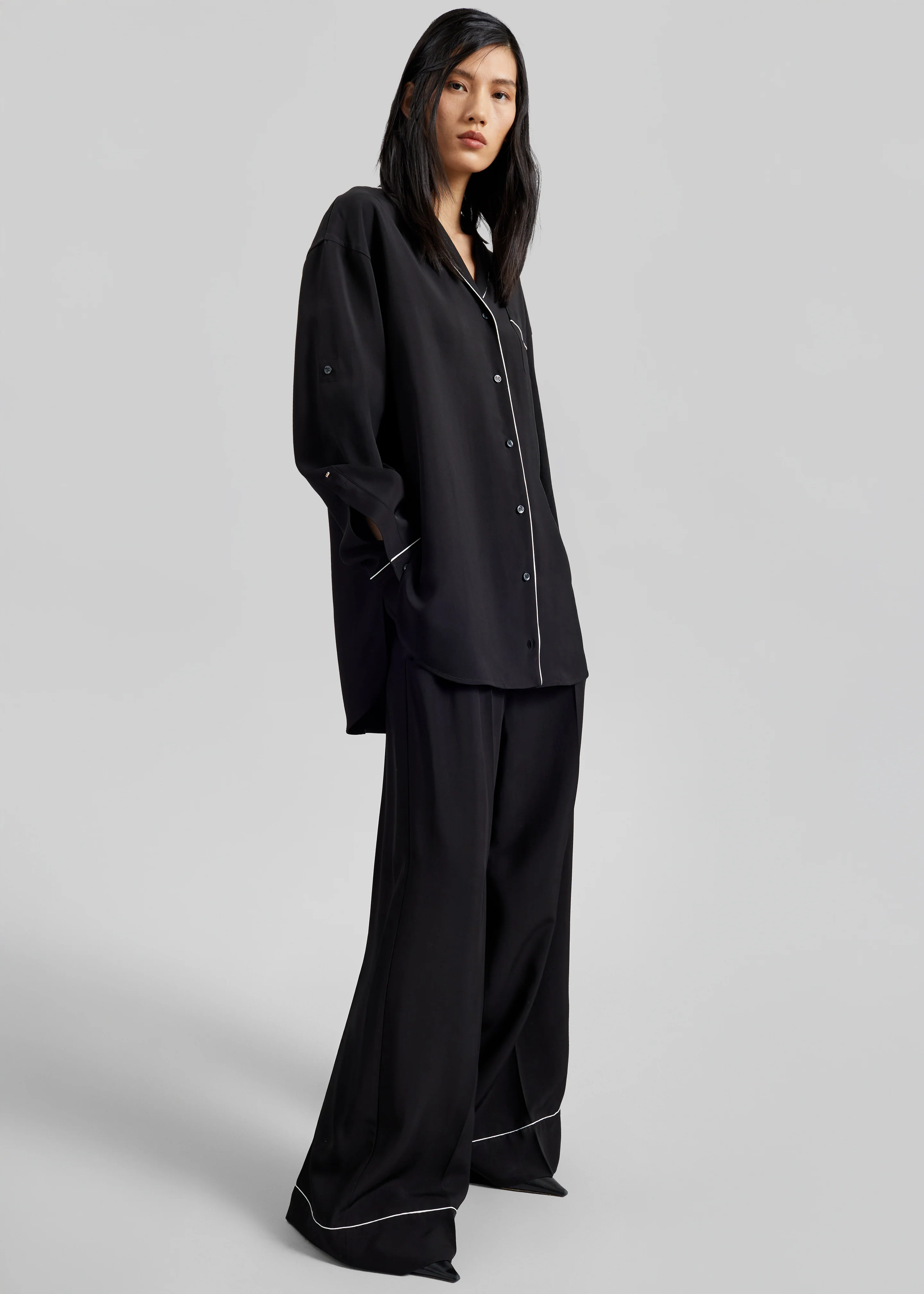 Sportmax Cocco Satin Overshirt - Black - Image 4
