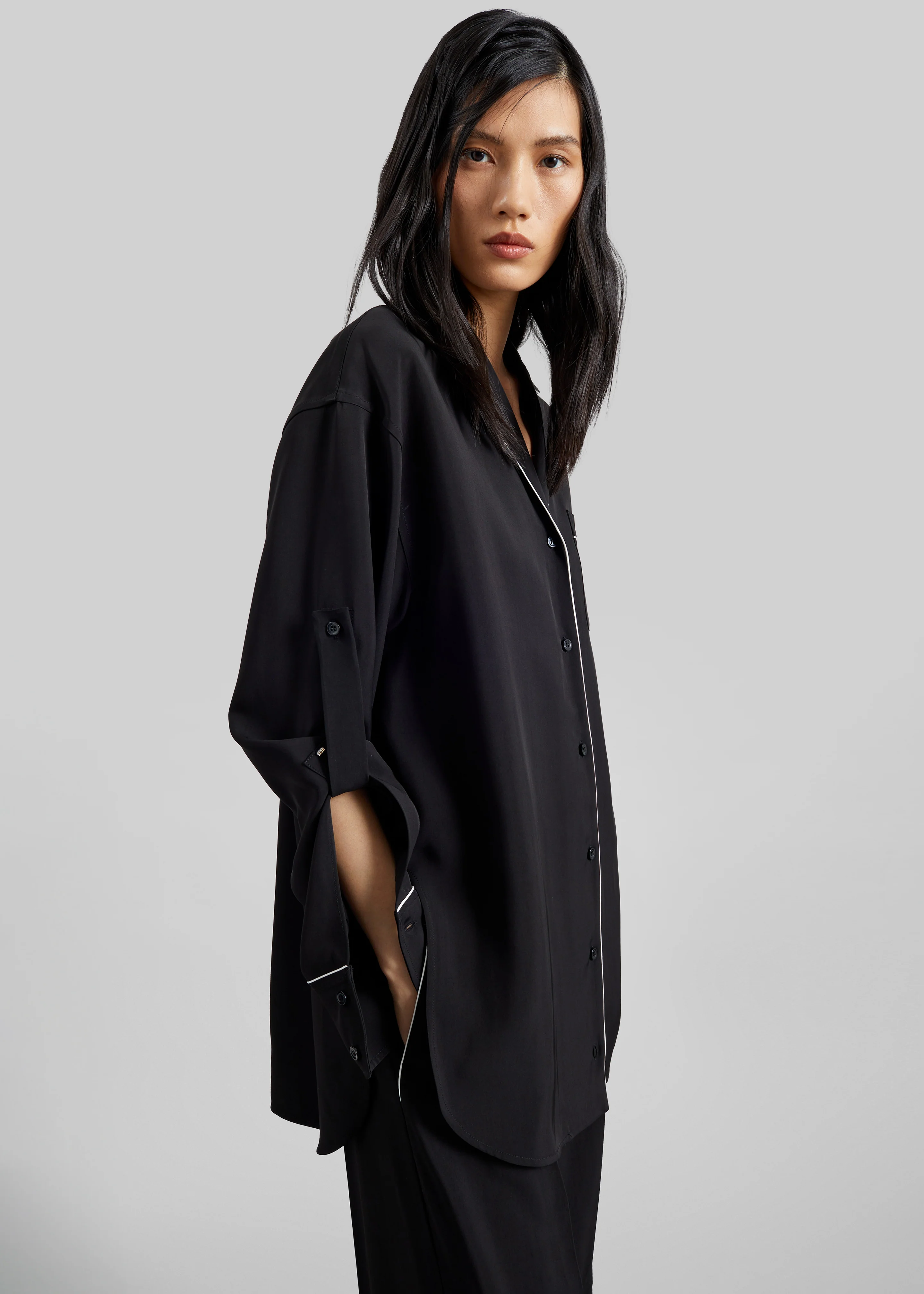 Sportmax Cocco Satin Overshirt - Black - Image 5