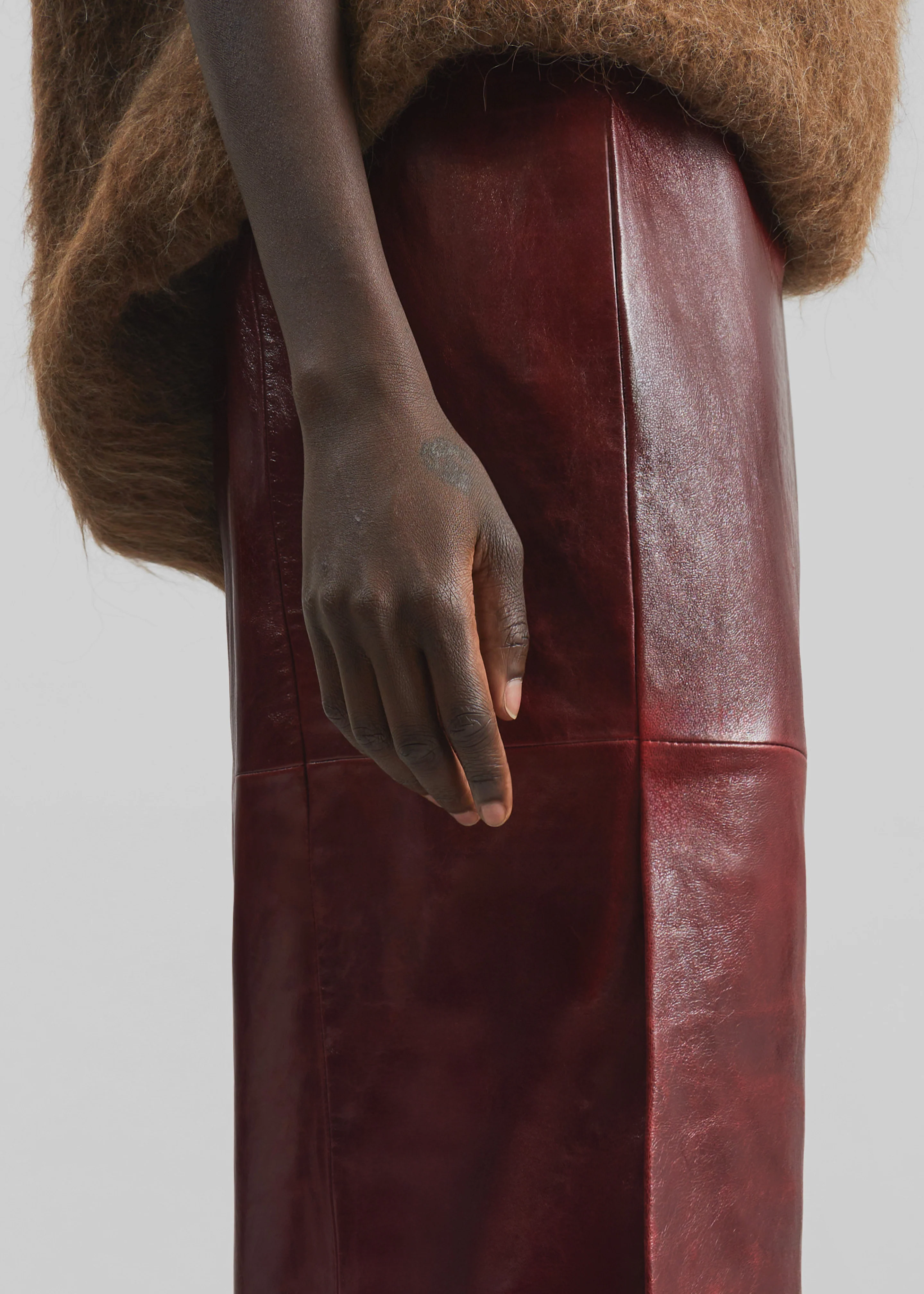 Sportmax Comma Leather Skirt - Bordeaux - Image 4