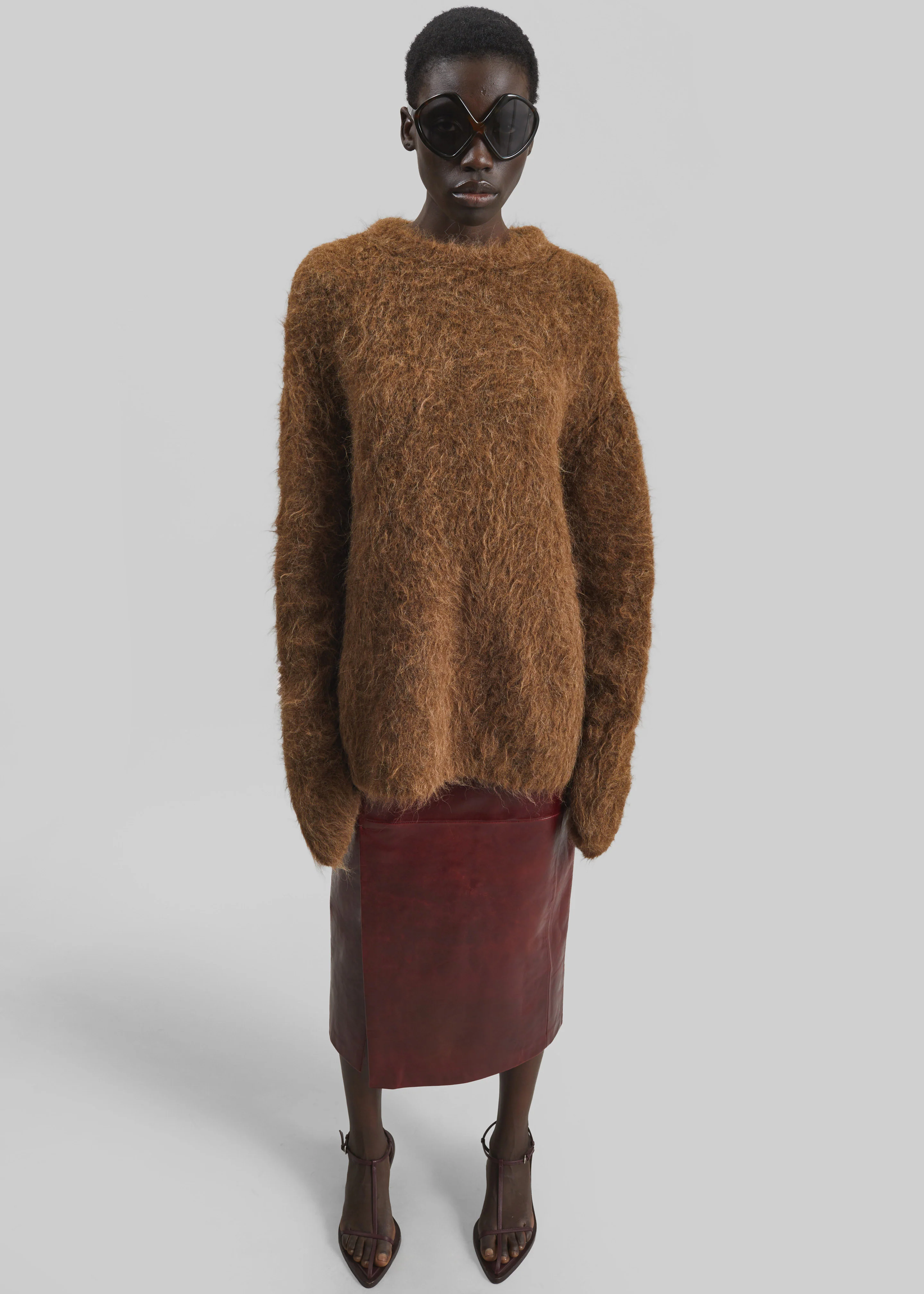 Sportmax Comma Leather Skirt - Bordeaux - Image 5