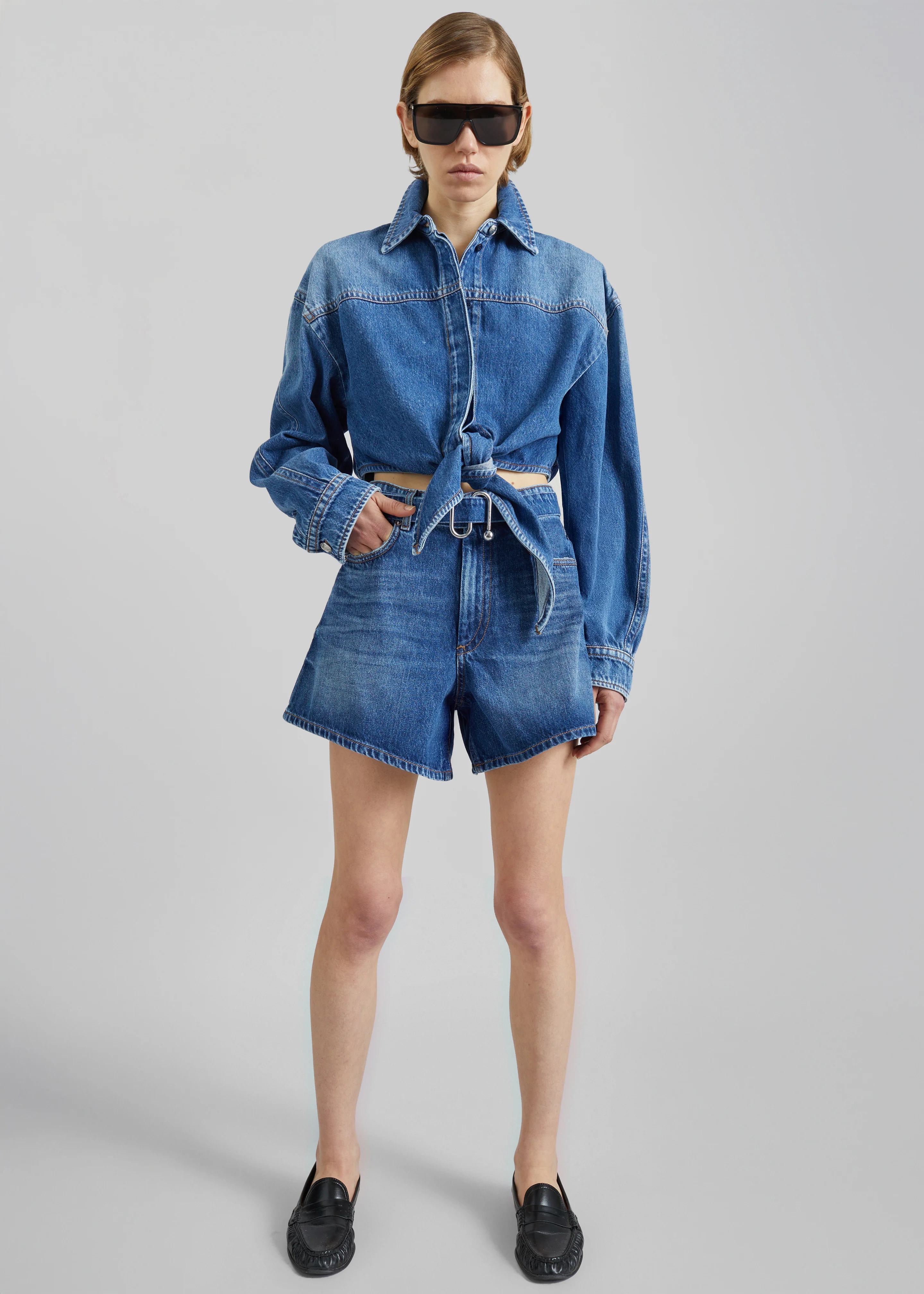 Sportmax Fiesta Denim Shorts - Midnight Blue - Image 5