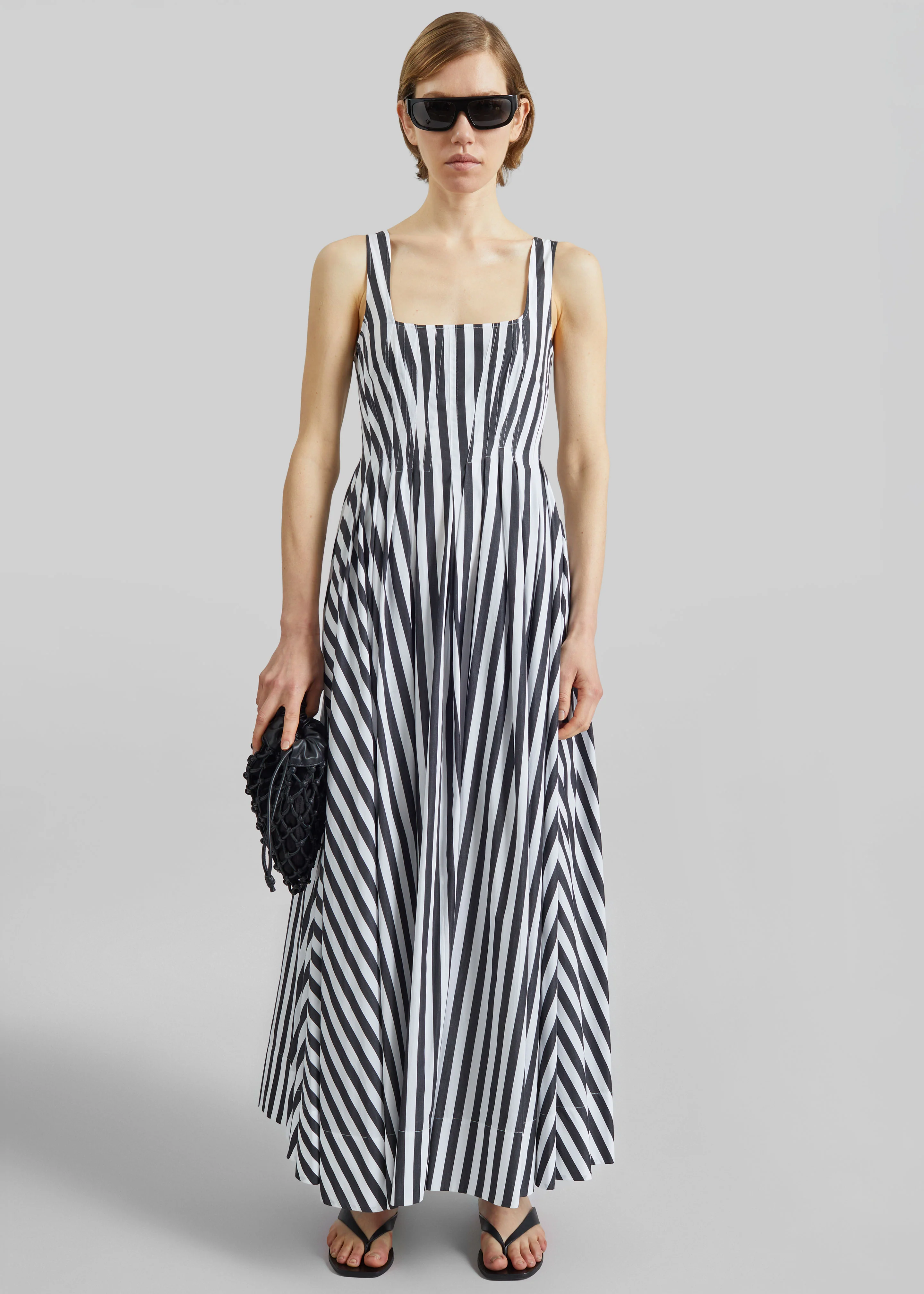 Sportmax Filmato Long Cotton Poplin Dress - Black/White - Image 3