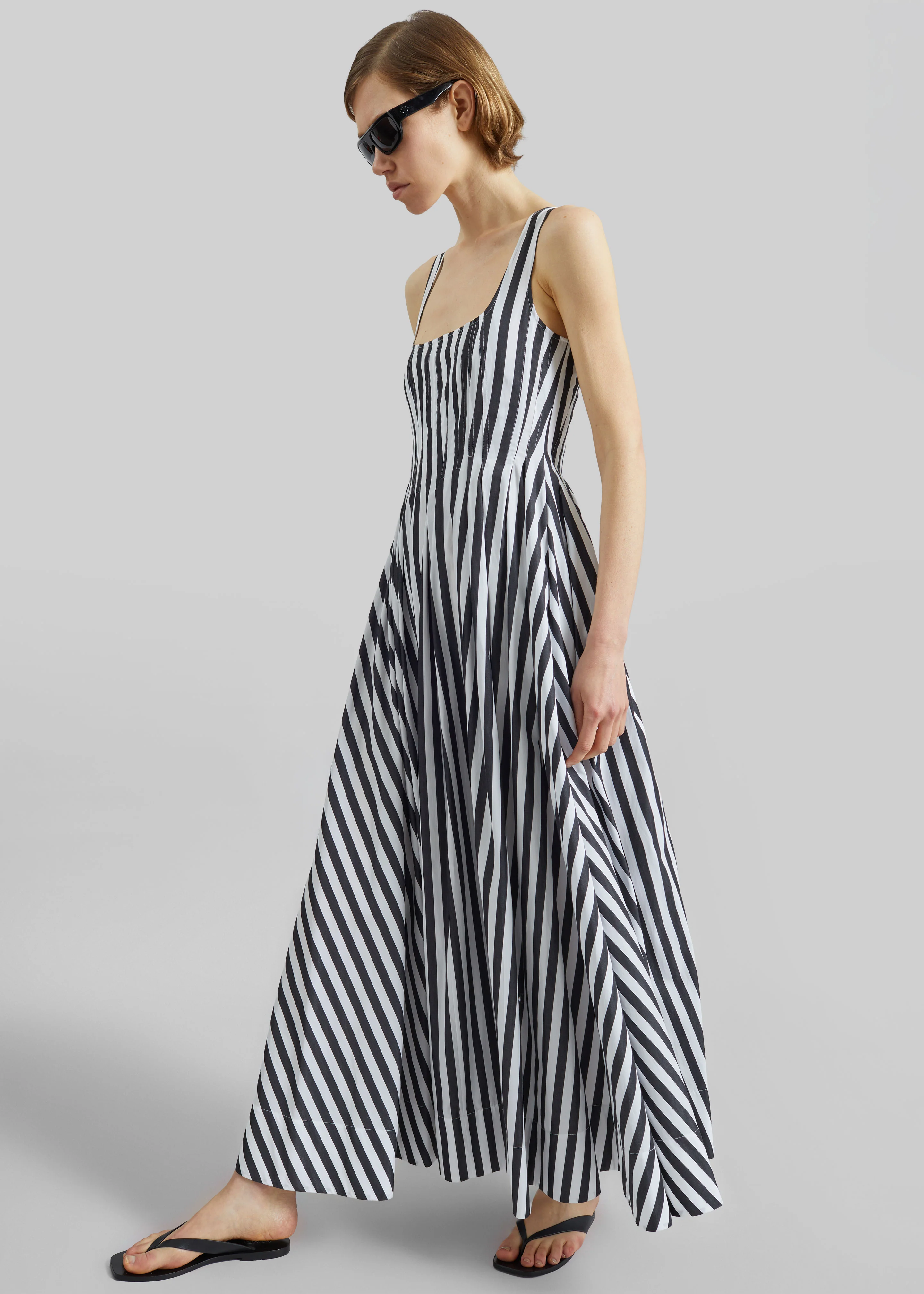 Sportmax Filmato Long Cotton Poplin Dress - Black/White - Image 5