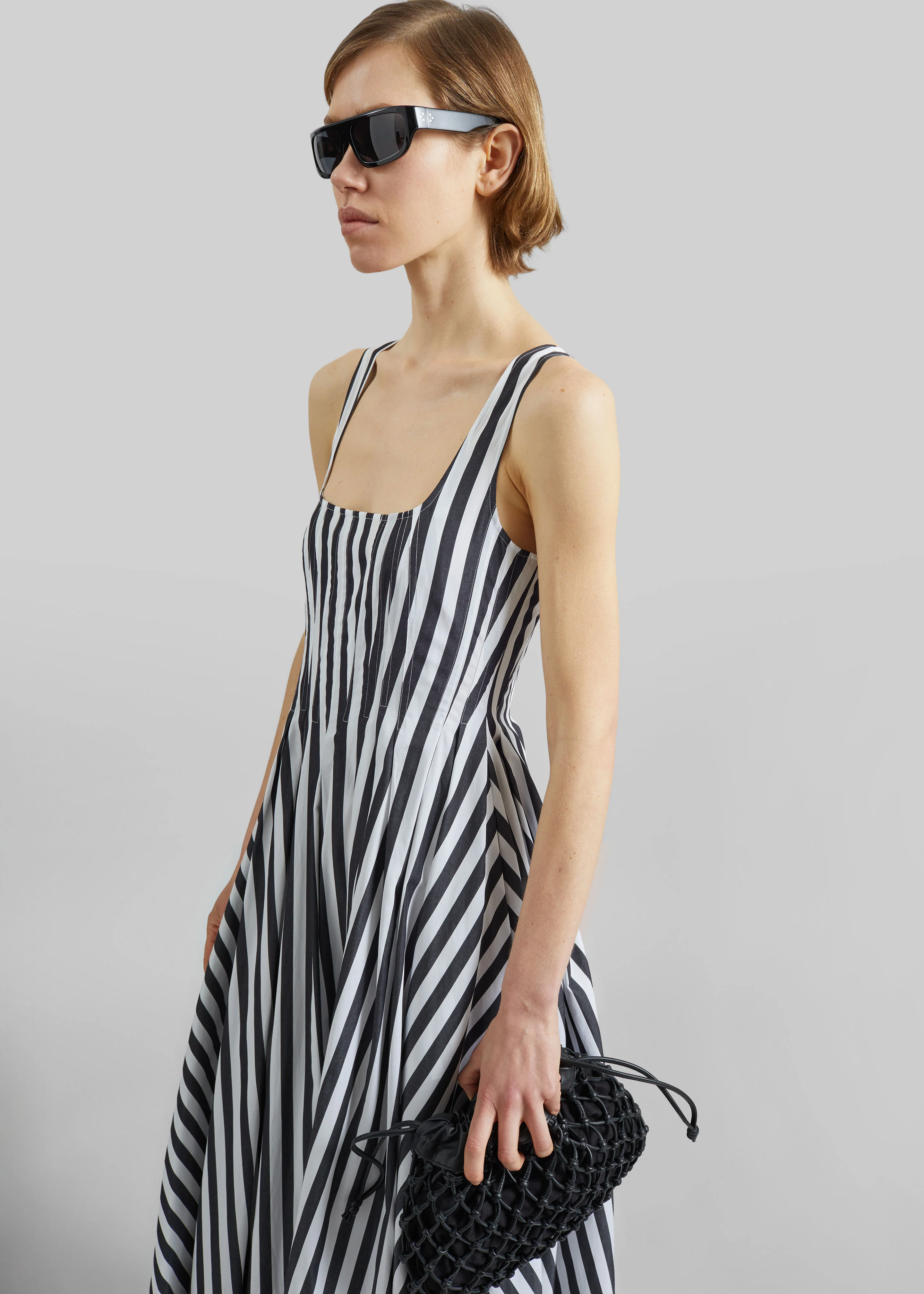 Sportmax Filmato Long Cotton Poplin Dress - Black/White - Image 6