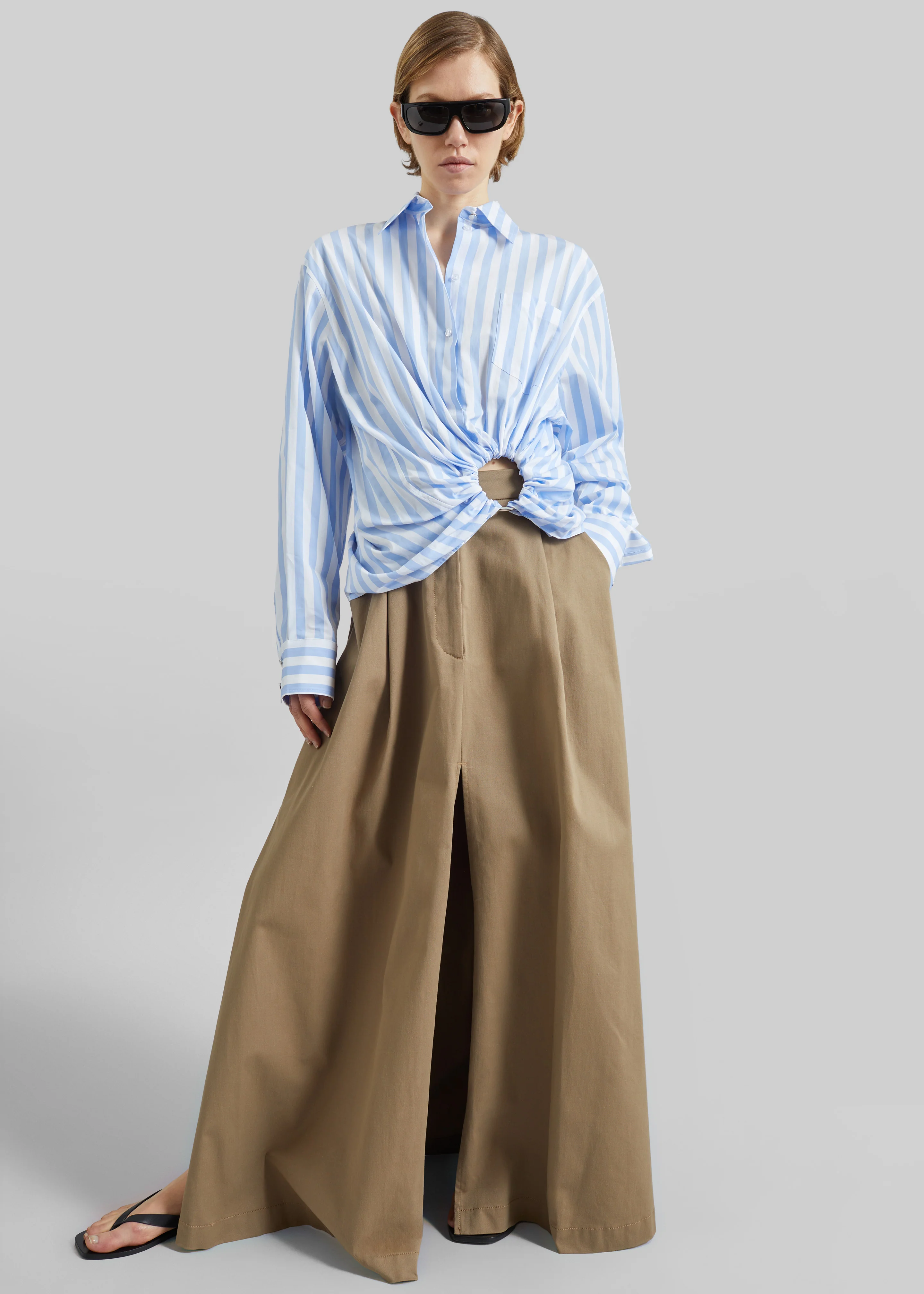 Sportmax Palmizi Striped Poplin Shirt - Light Blue/White - Image 2
