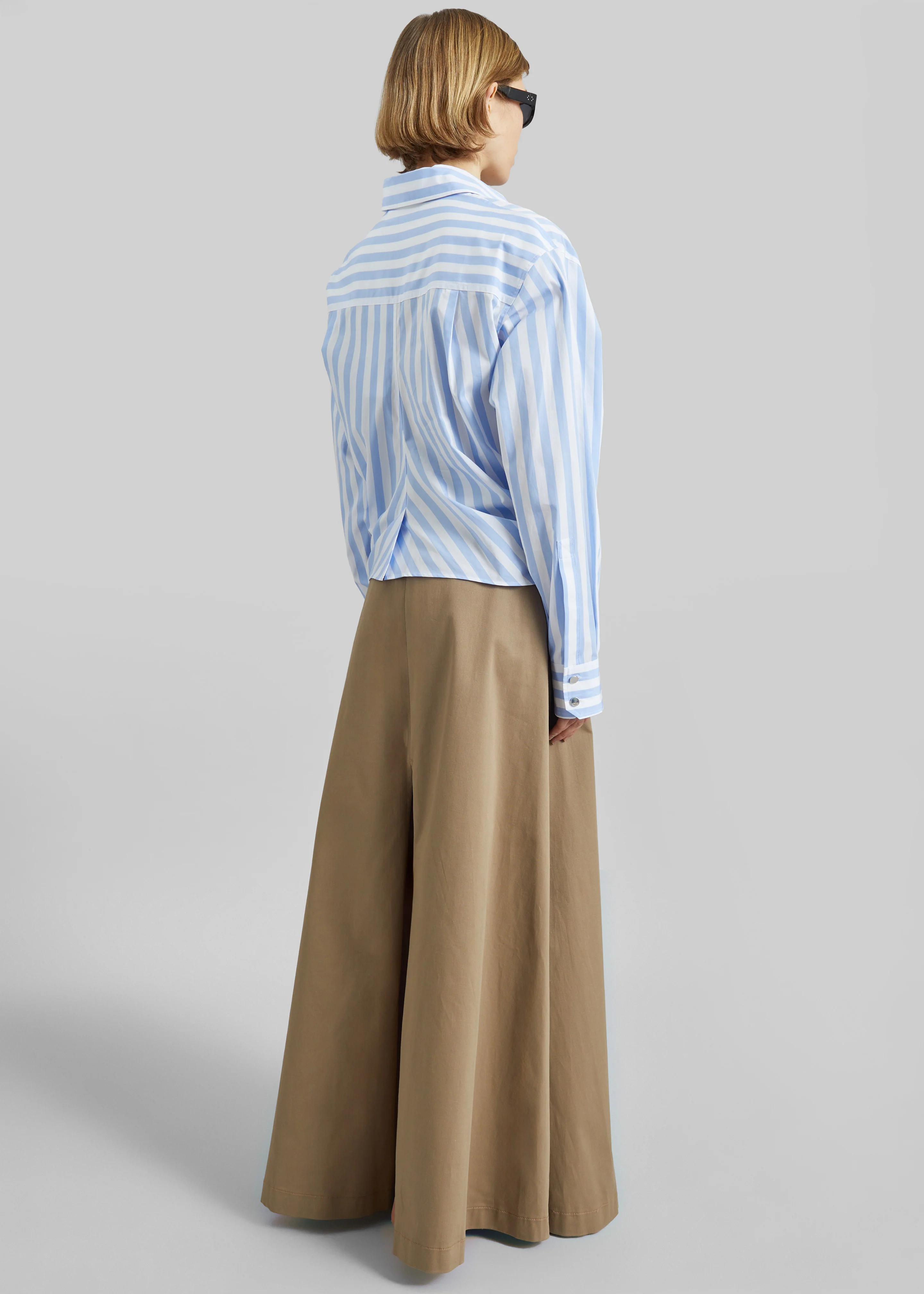 Sportmax Palmizi Striped Poplin Shirt - Light Blue/White - Image 6