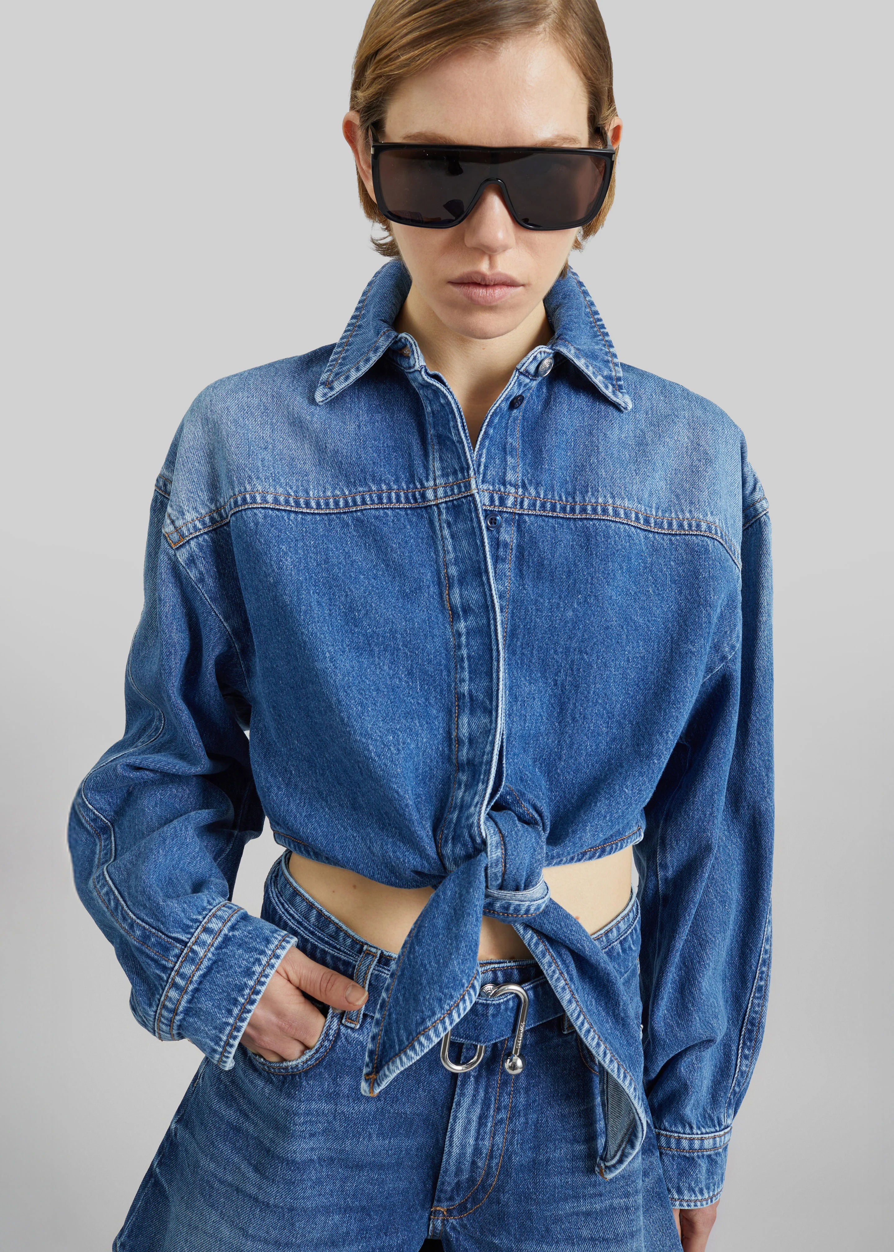 Sportmax Pevera Denim Shirt - Midnight Blue - Image 3