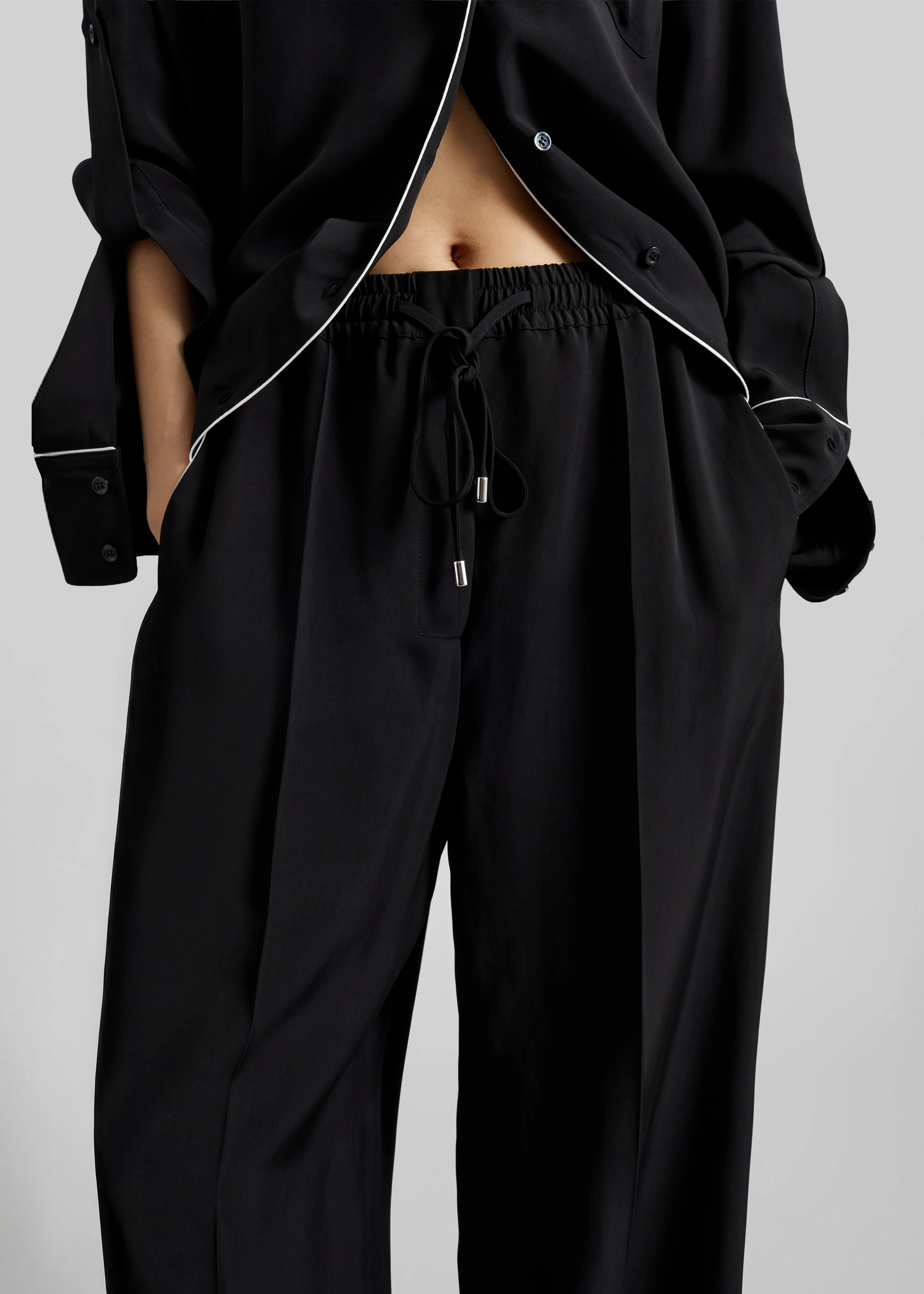 Sportmax Rivetto Satin Joggers - Black - Image 4