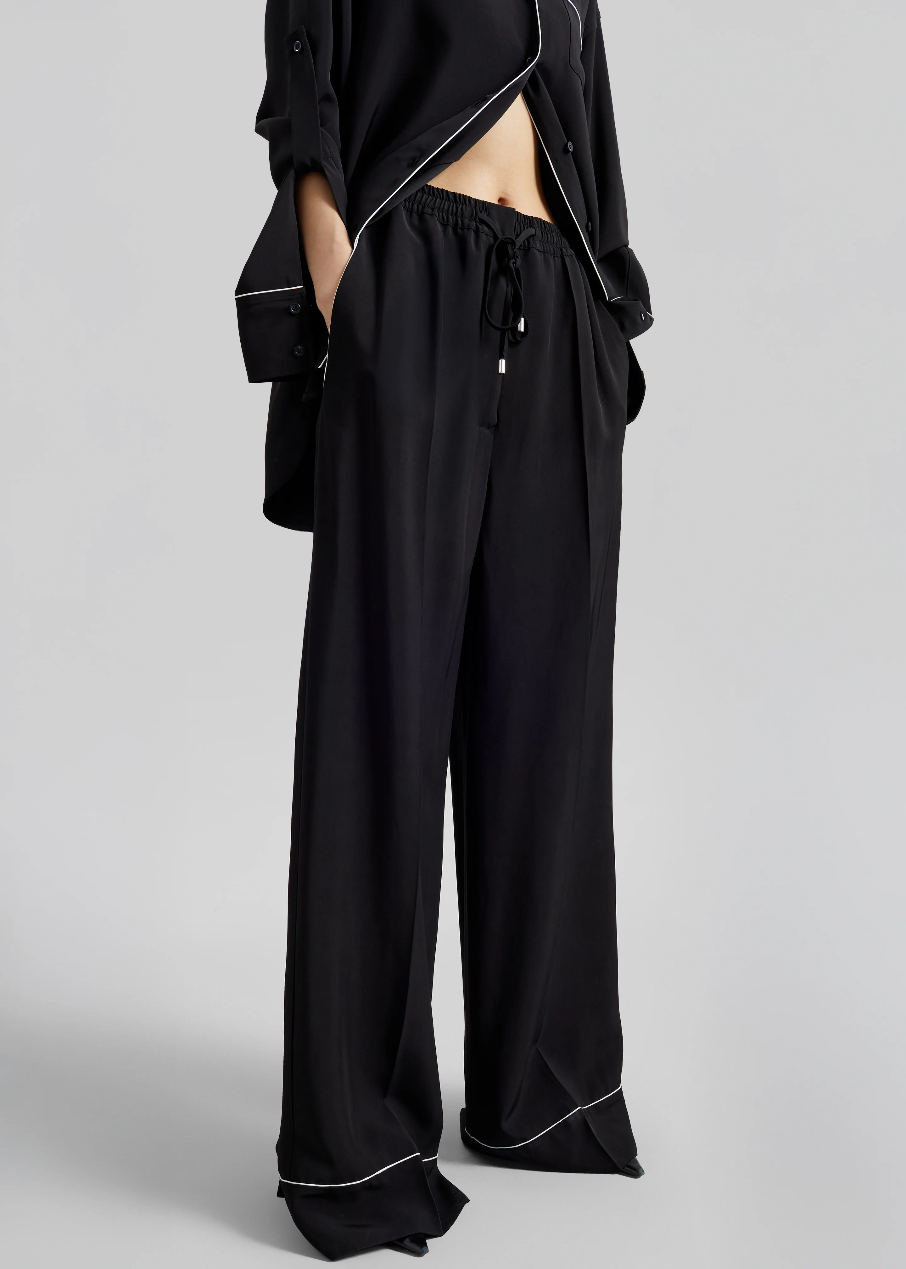 Sportmax Rivetto Satin Joggers - Black - Image 5