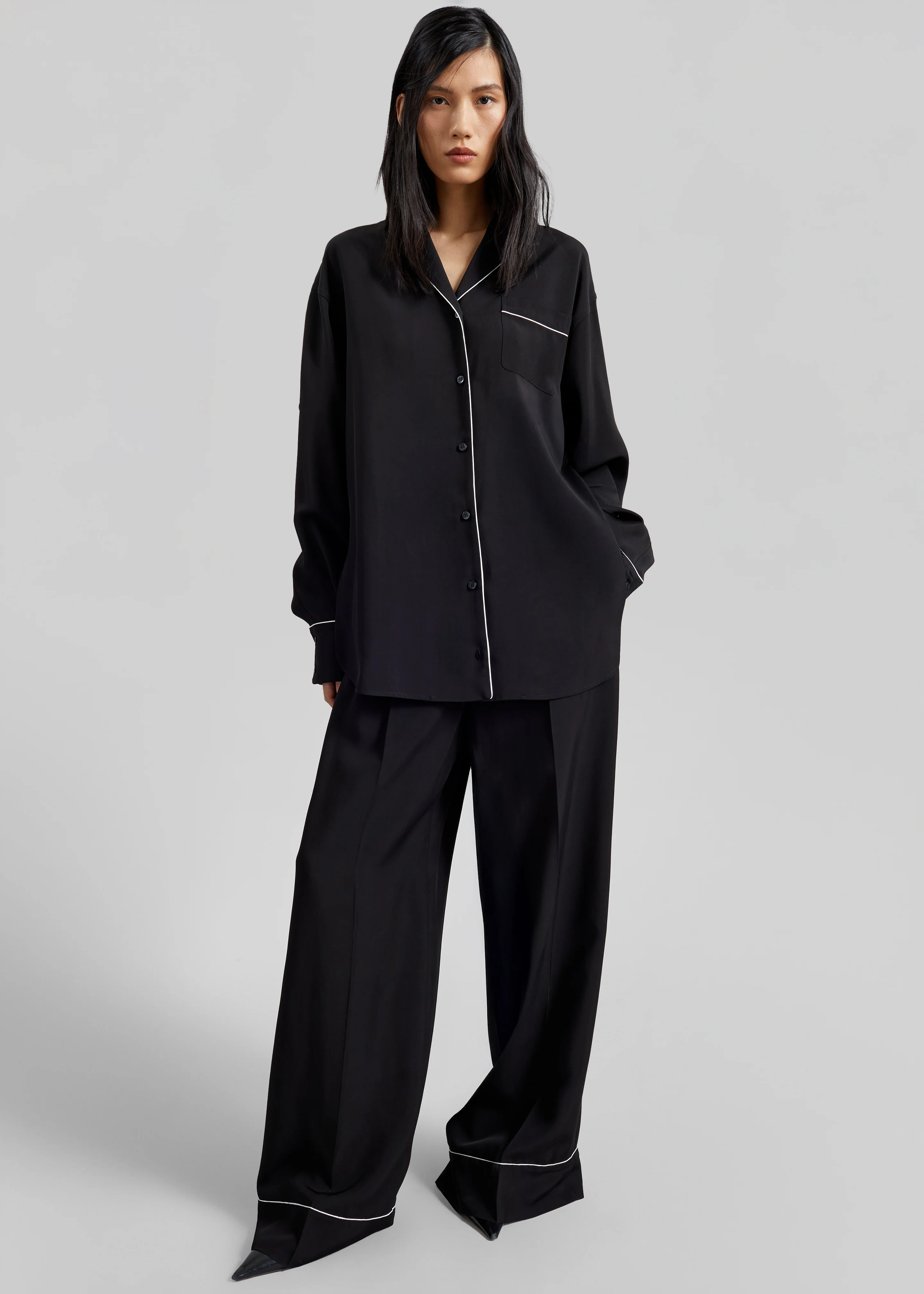Sportmax Rivetto Satin Joggers - Black - Image 6