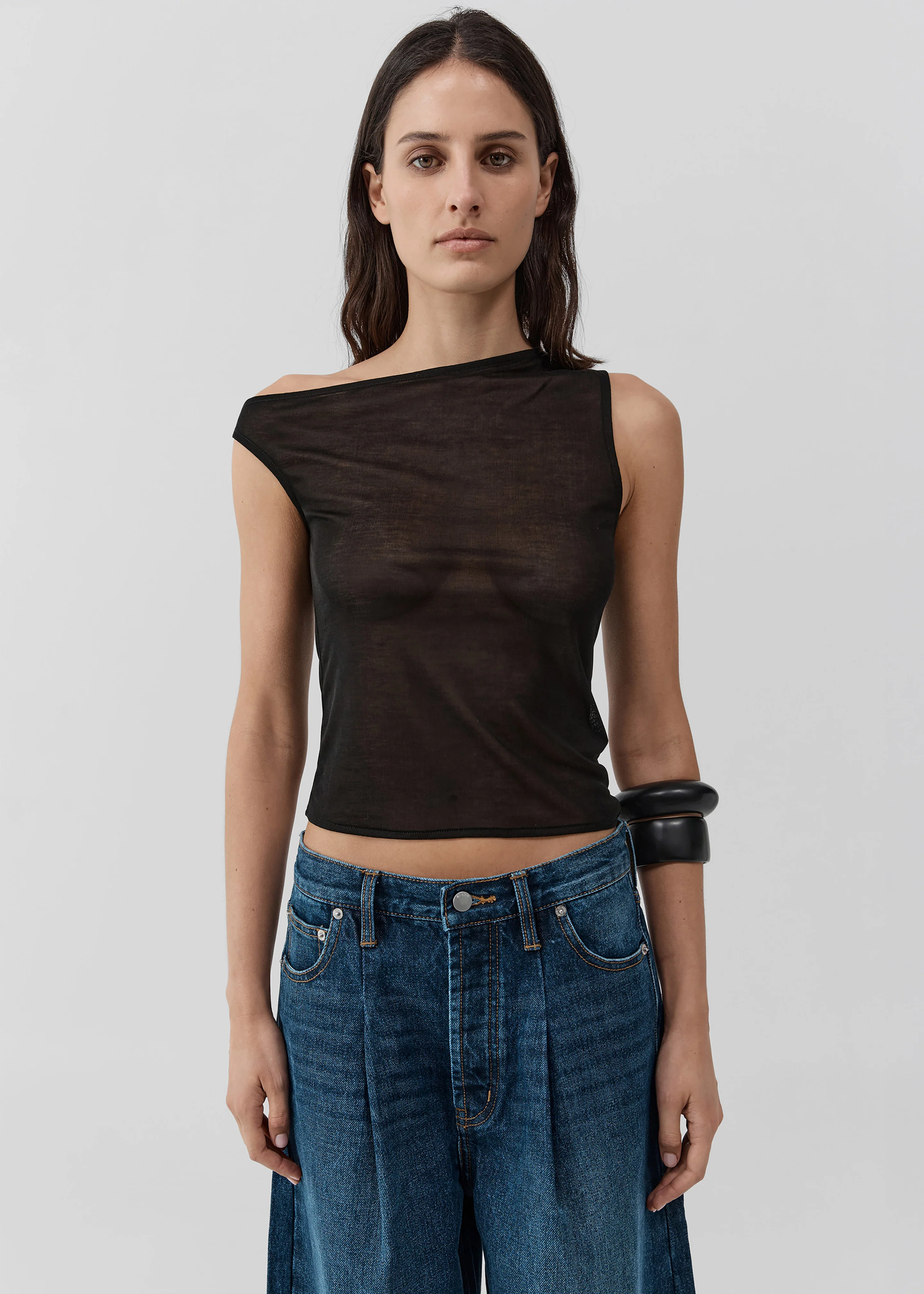 St. Agni Fine Jersey Asymm Top - Black - Image 2