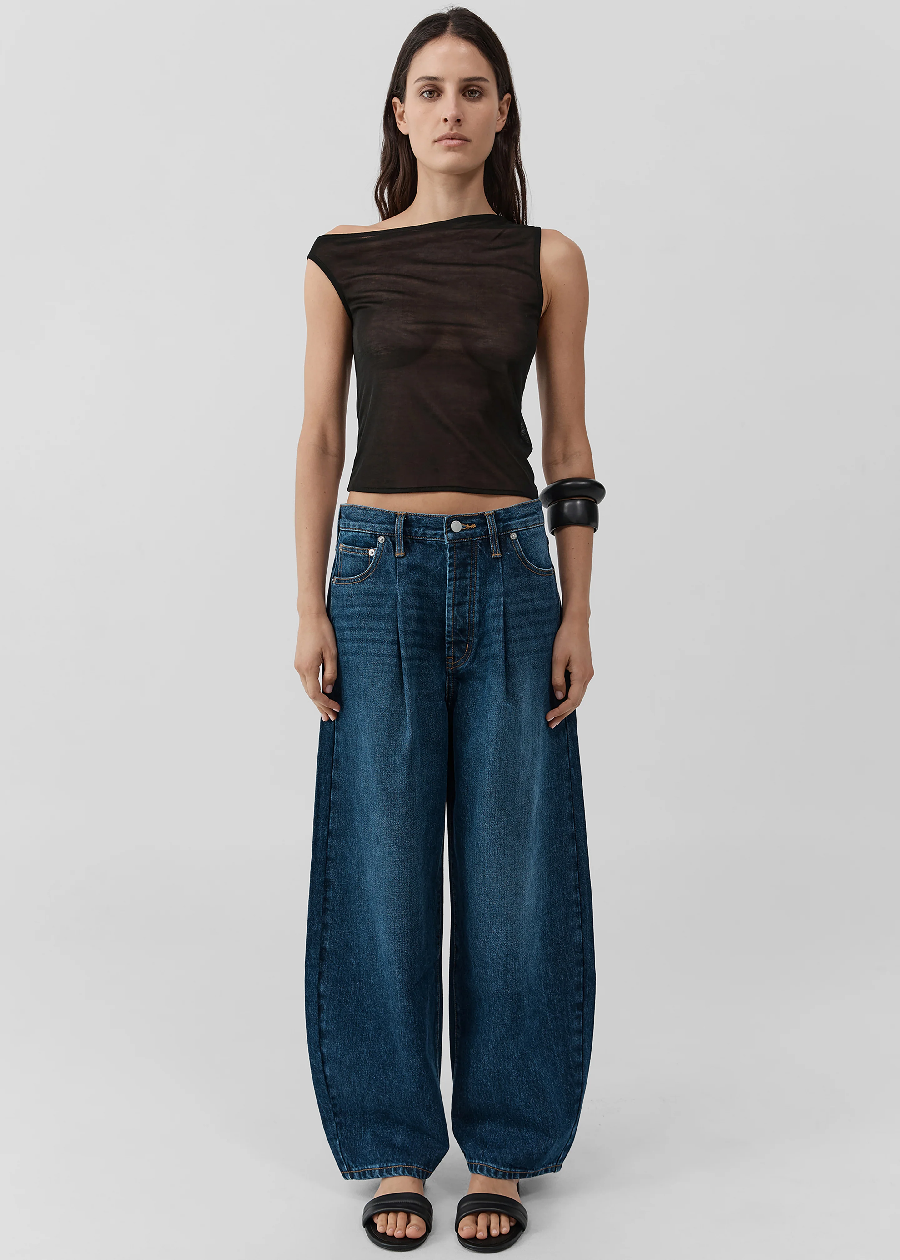 St. Agni Fine Jersey Asymm Top - Black - Image 3