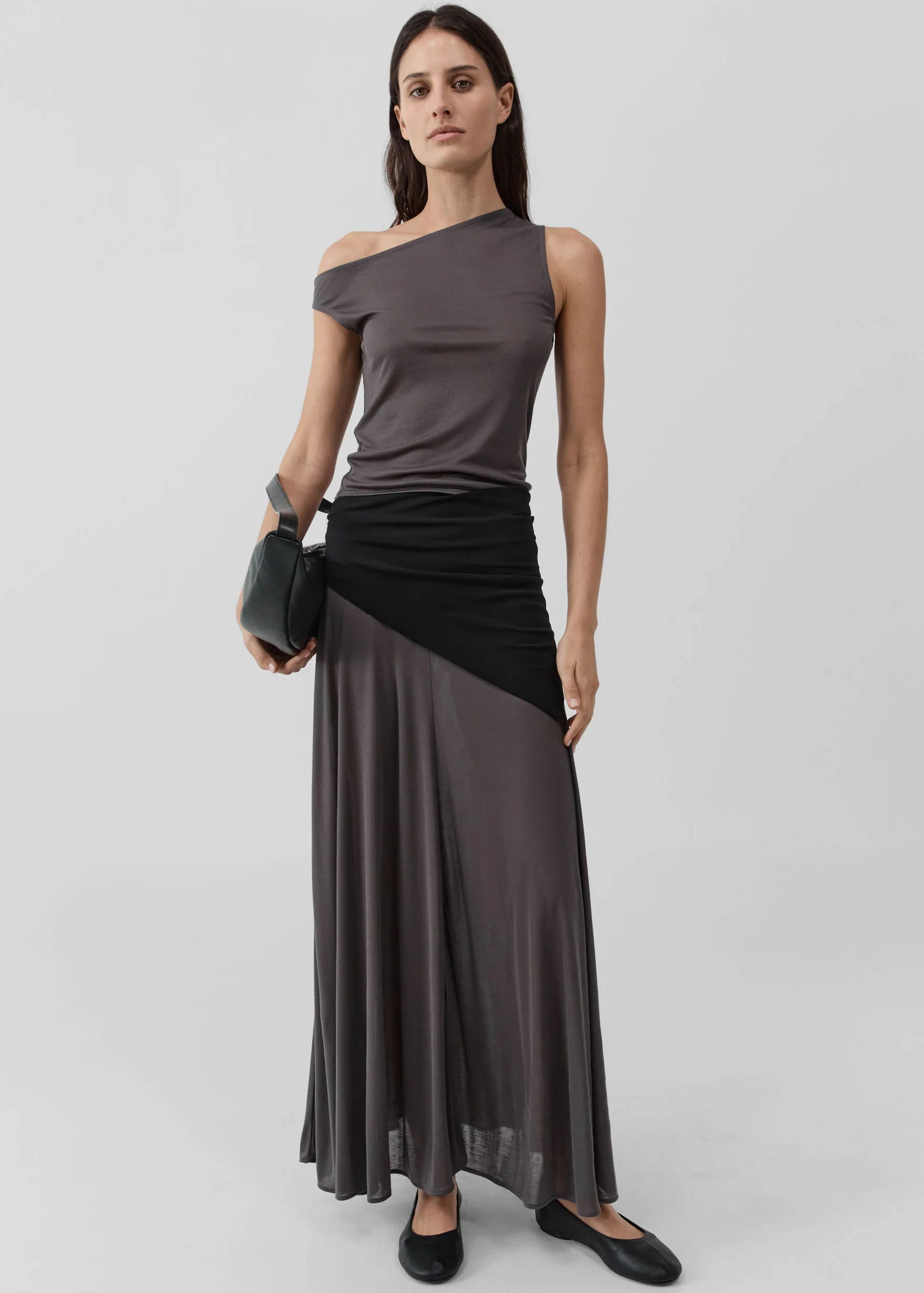 St. Agni Fine Jersey Asymm Top - Soot - Image 2
