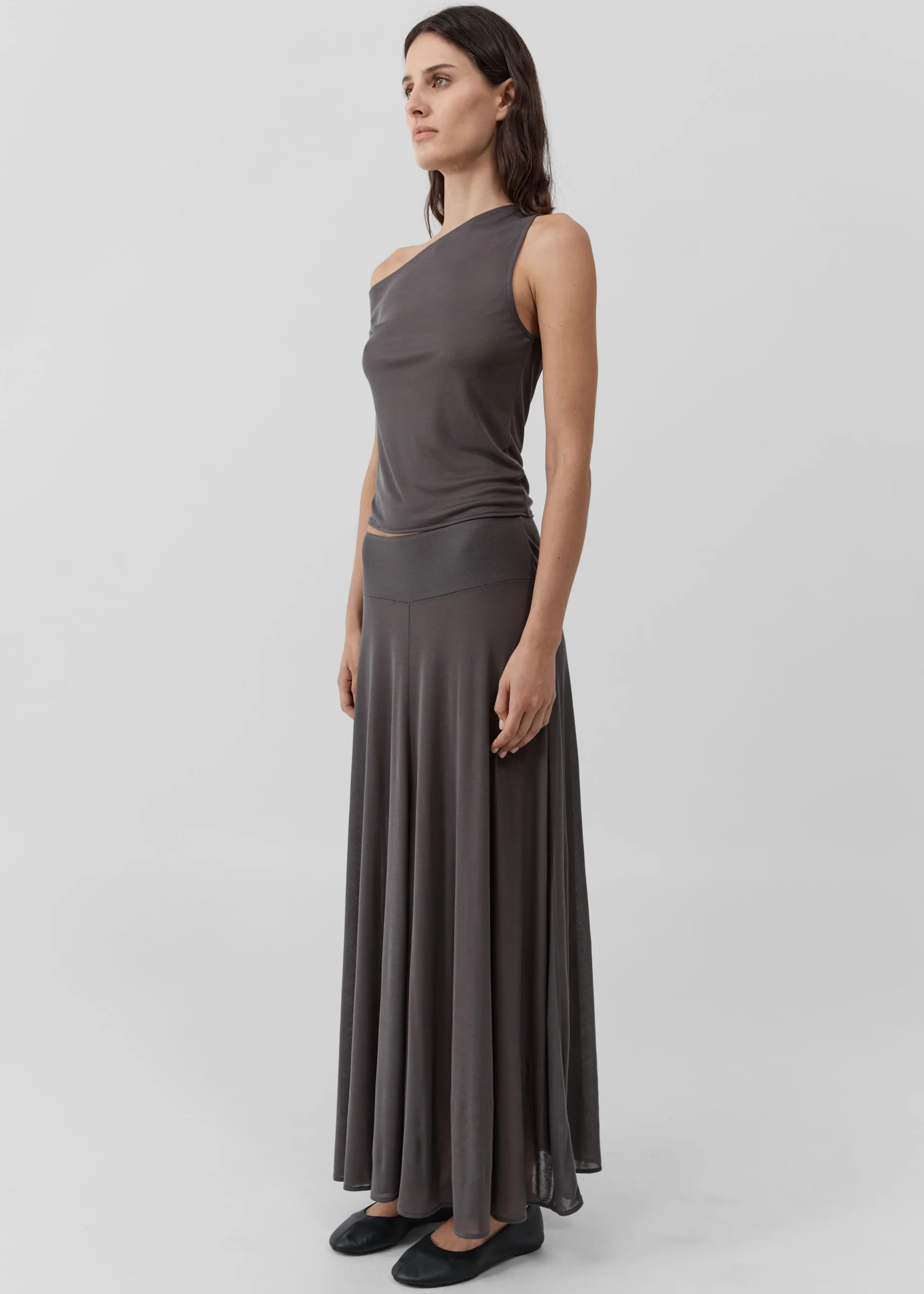 St. Agni Fine Jersey Asymm Top - Soot - Image 3