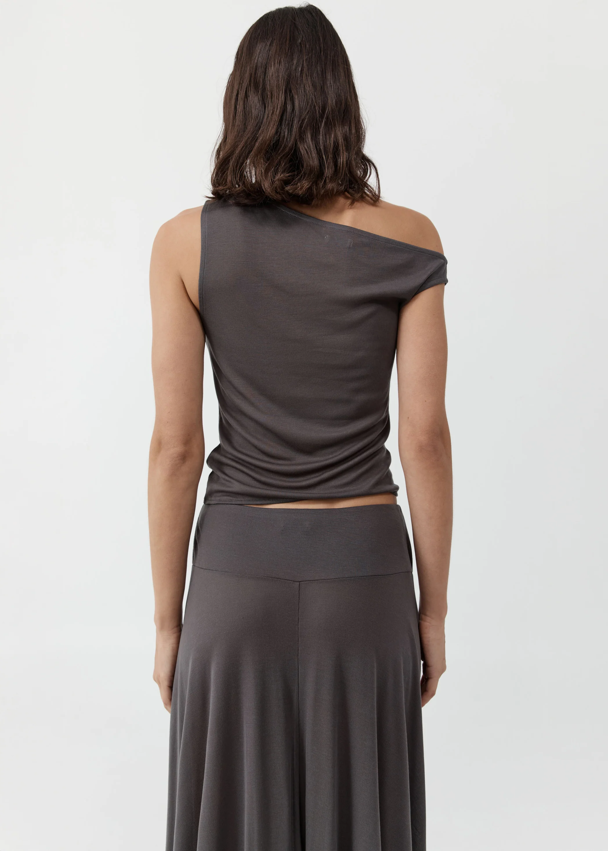 St. Agni Fine Jersey Asymm Top - Soot - Image 5