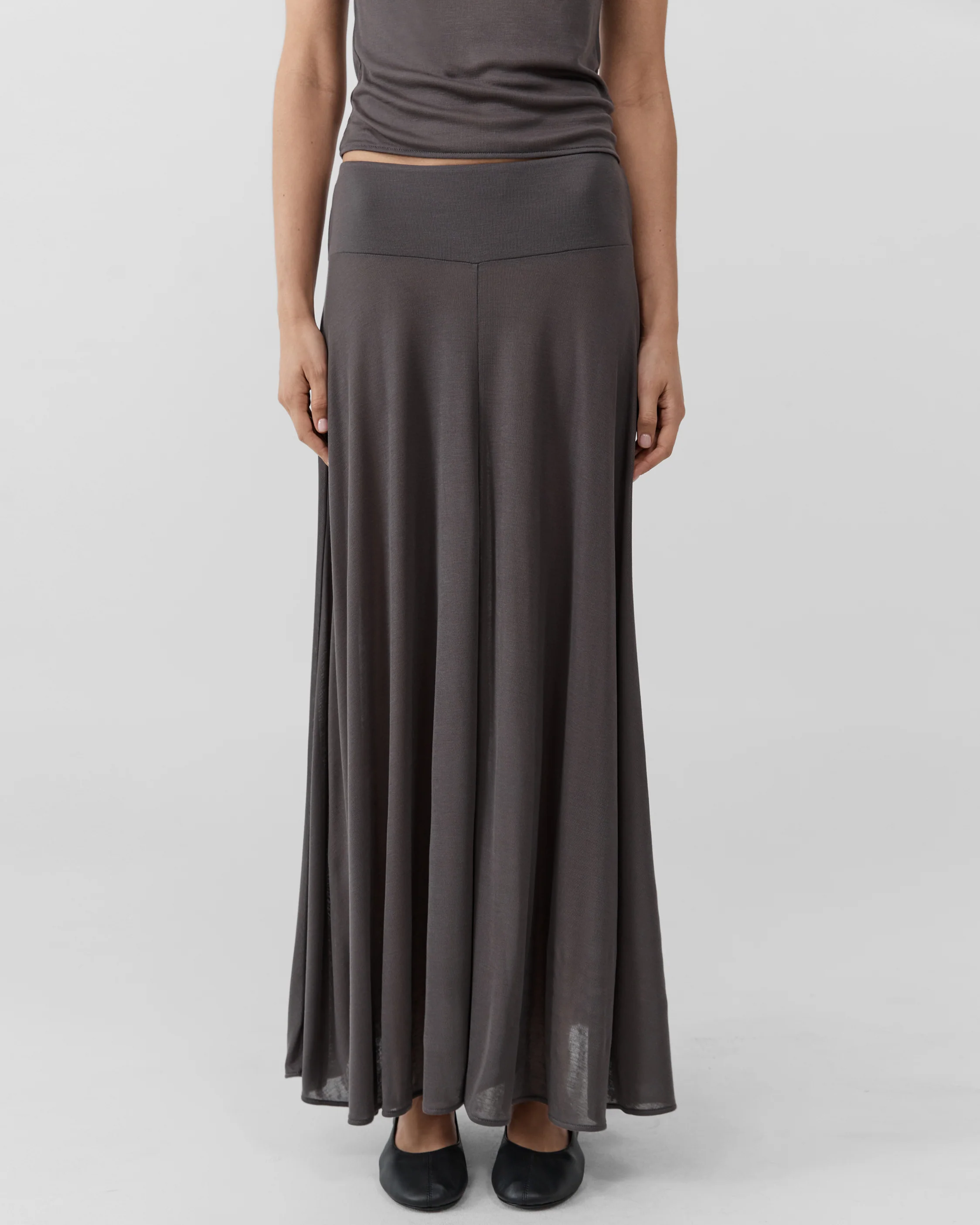 St. Agni Fluid Jersey Skirt - Soot - Image 2
