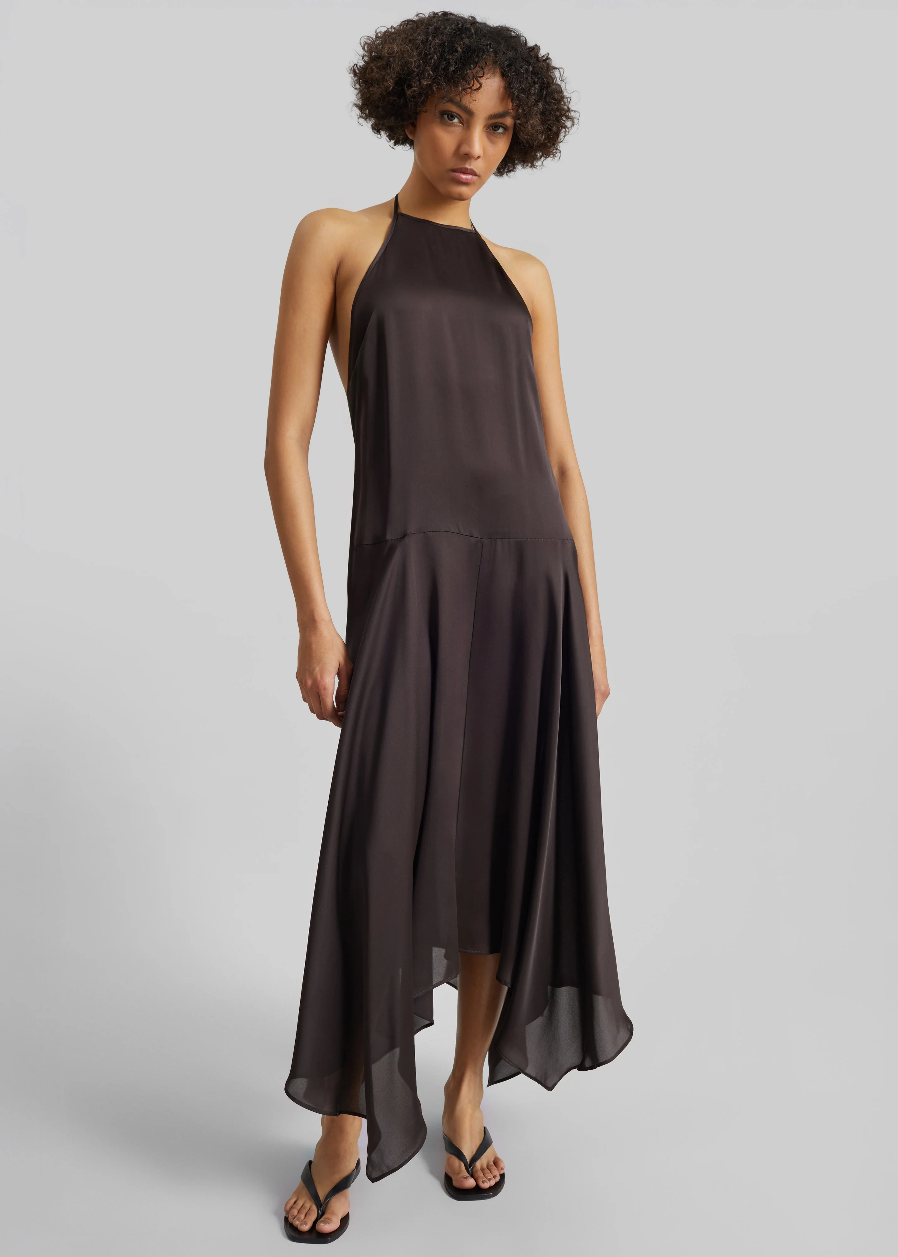 St. Agni Silk Handkerchief Halter Dress - Bark - Image 2