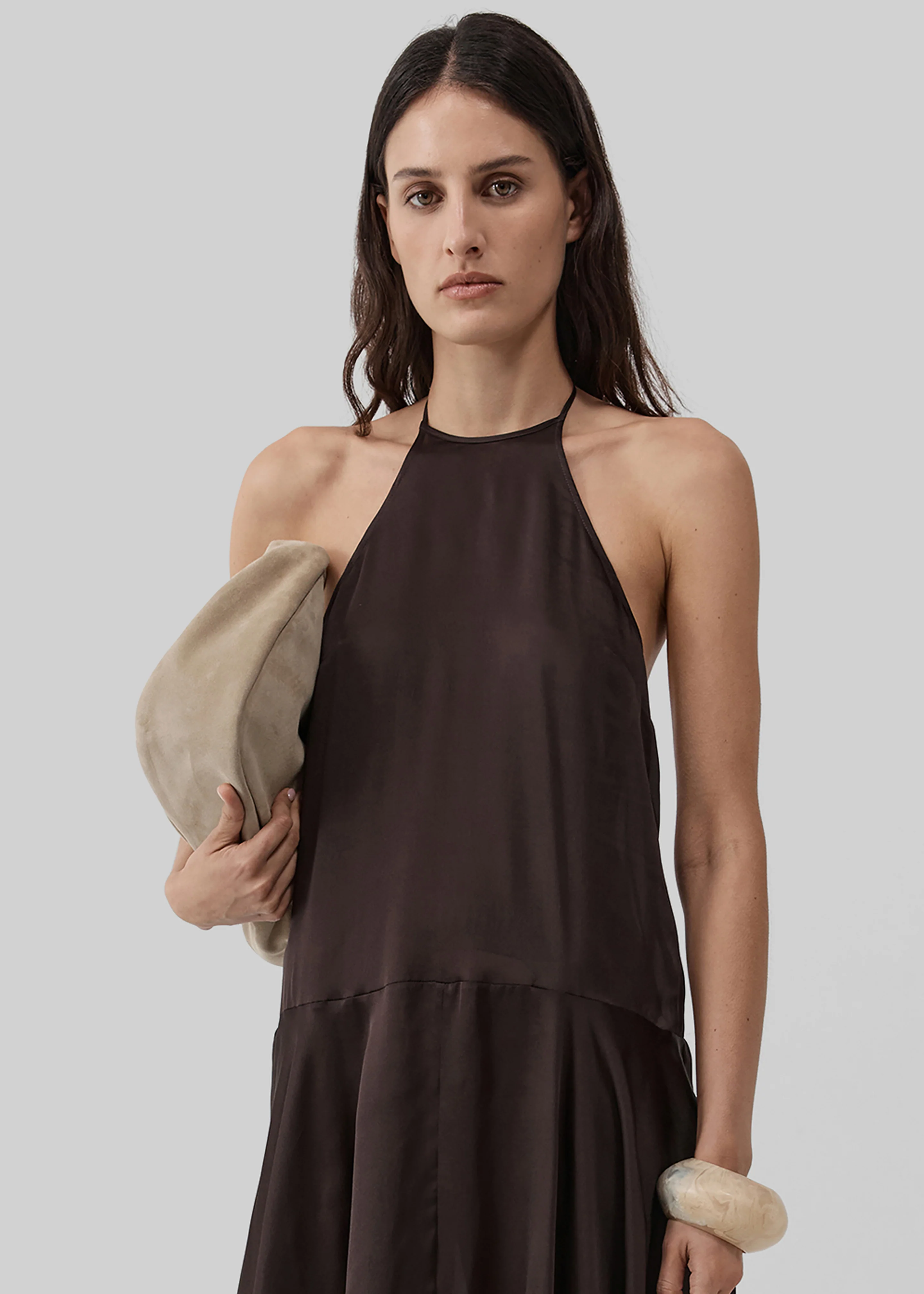 St. Agni Silk Handkerchief Halter Dress - Bark - Image 5