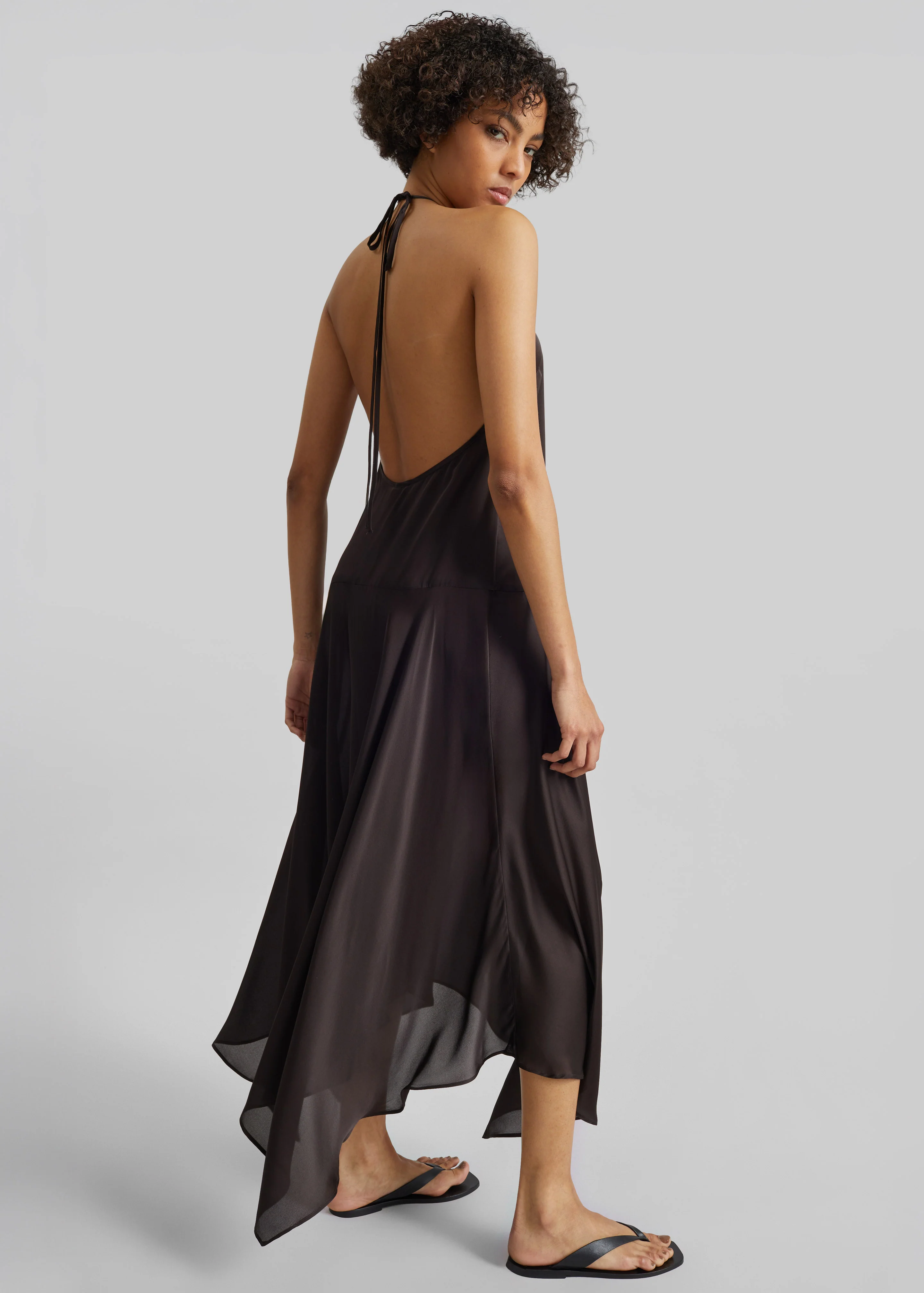 St. Agni Silk Handkerchief Halter Dress - Bark - Image 9