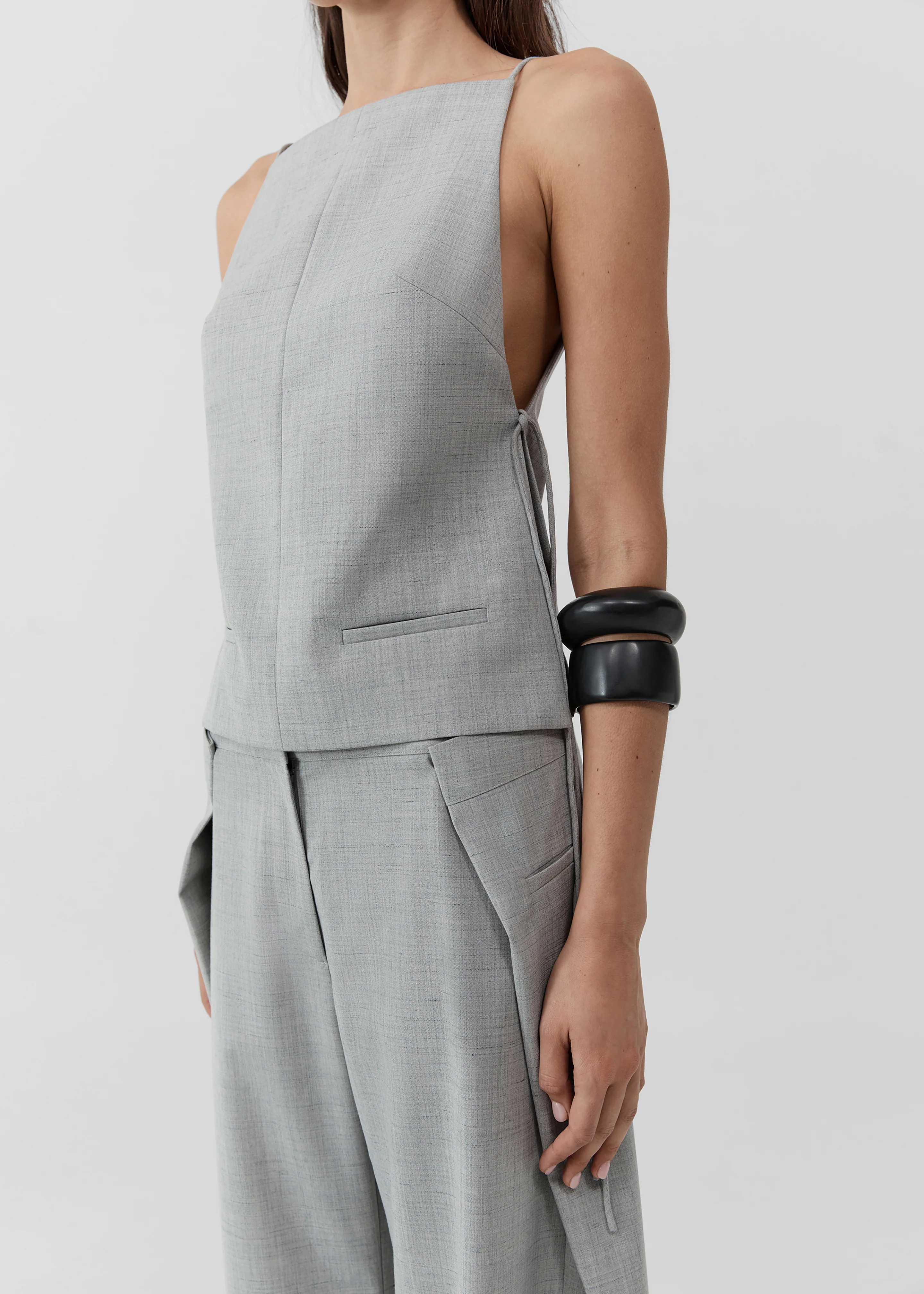 St. Agni Square Side Tie Top - Concrete - Image 2