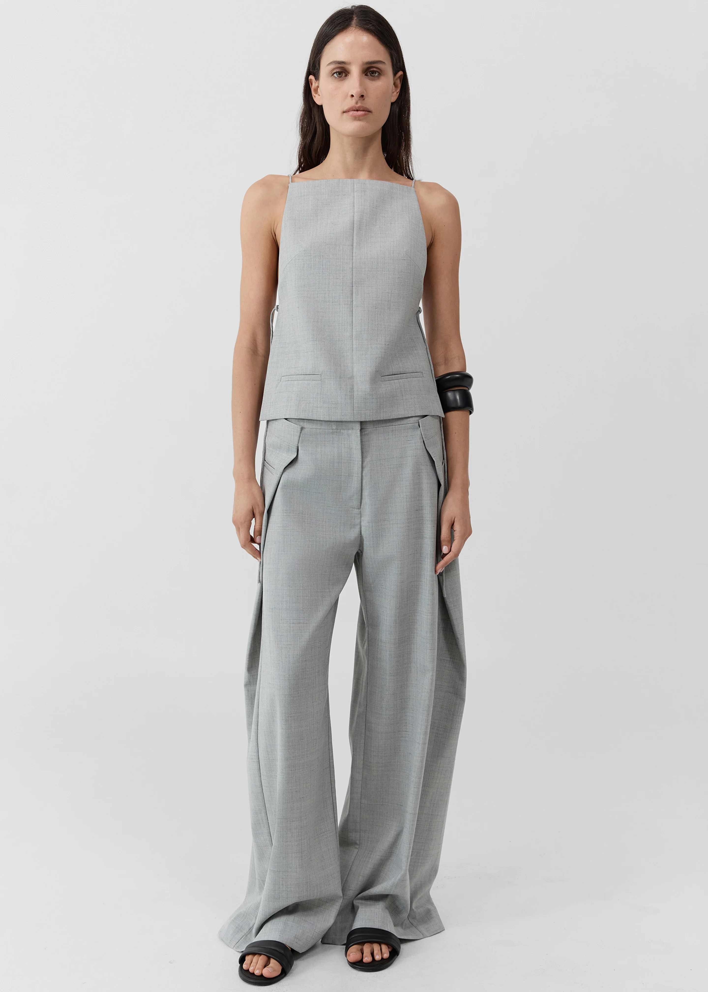 St. Agni Square Side Tie Top - Concrete - Image 3