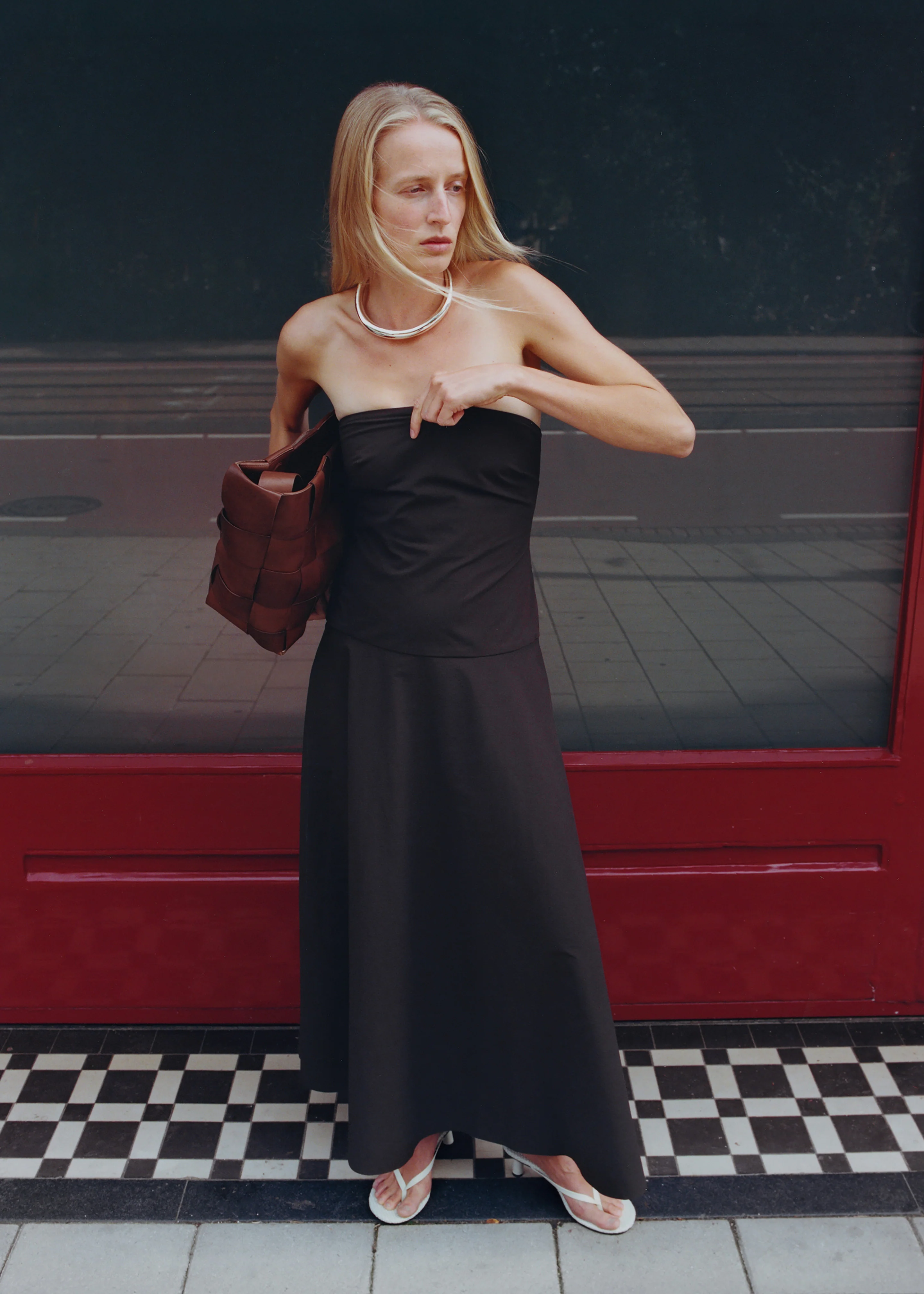 St. Agni Strapless Rouleau Dress - Bark - Image 2